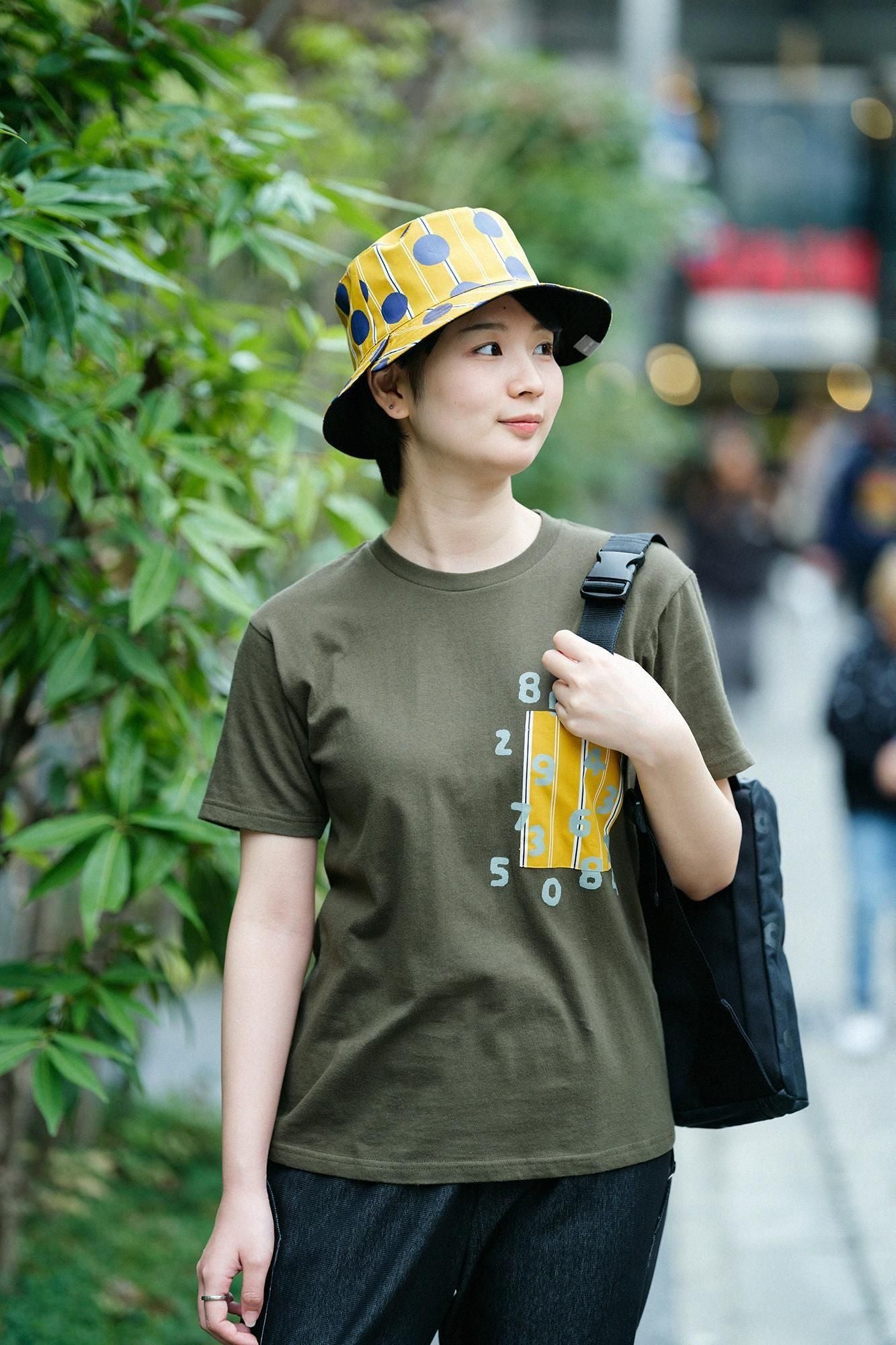 Satin Striped Reversible BIKE HAT / Polka Dots Yellow