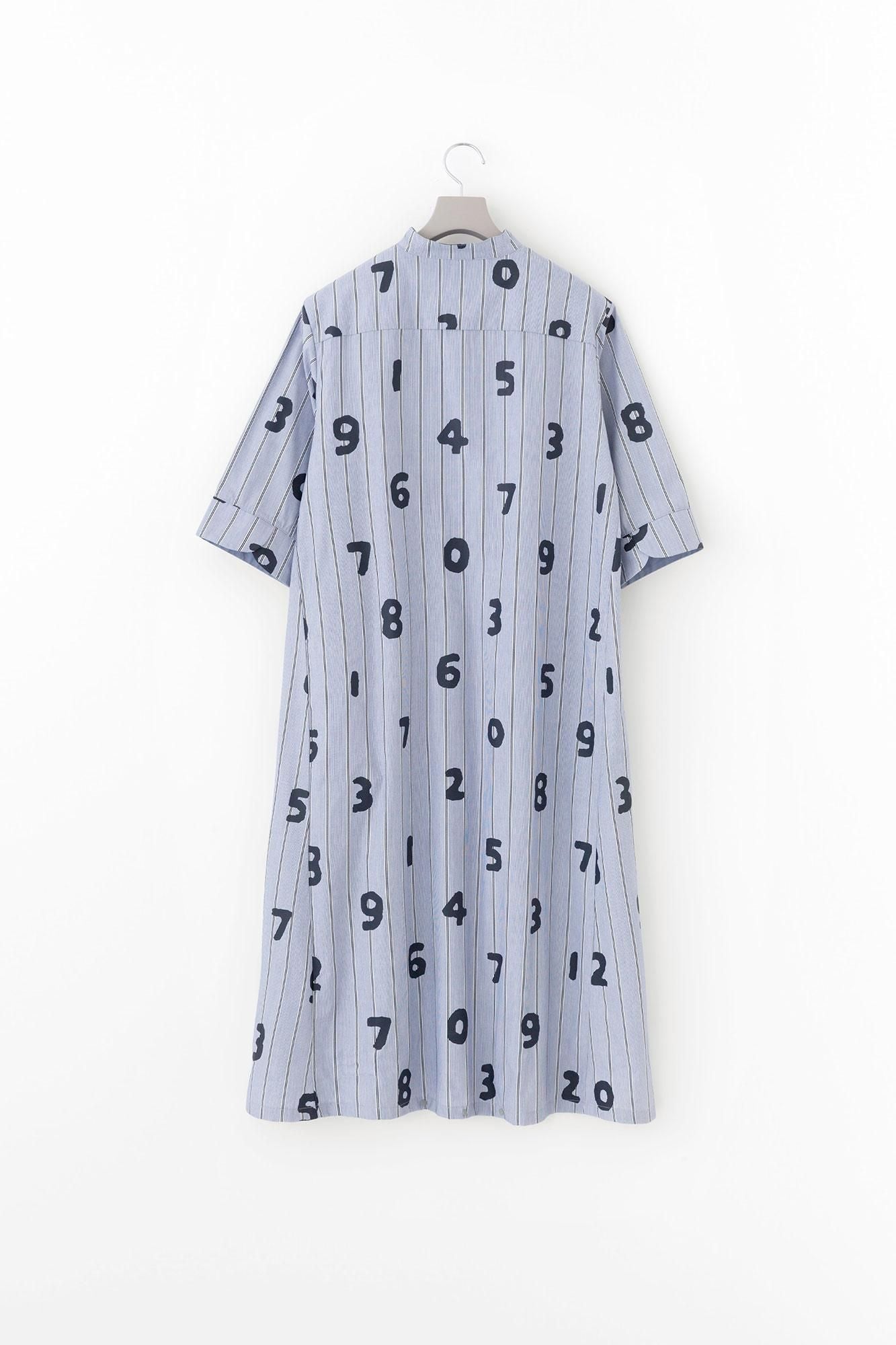 Satin Striped BIKE One-piece Dress / SO-SU-U Greyish Blue