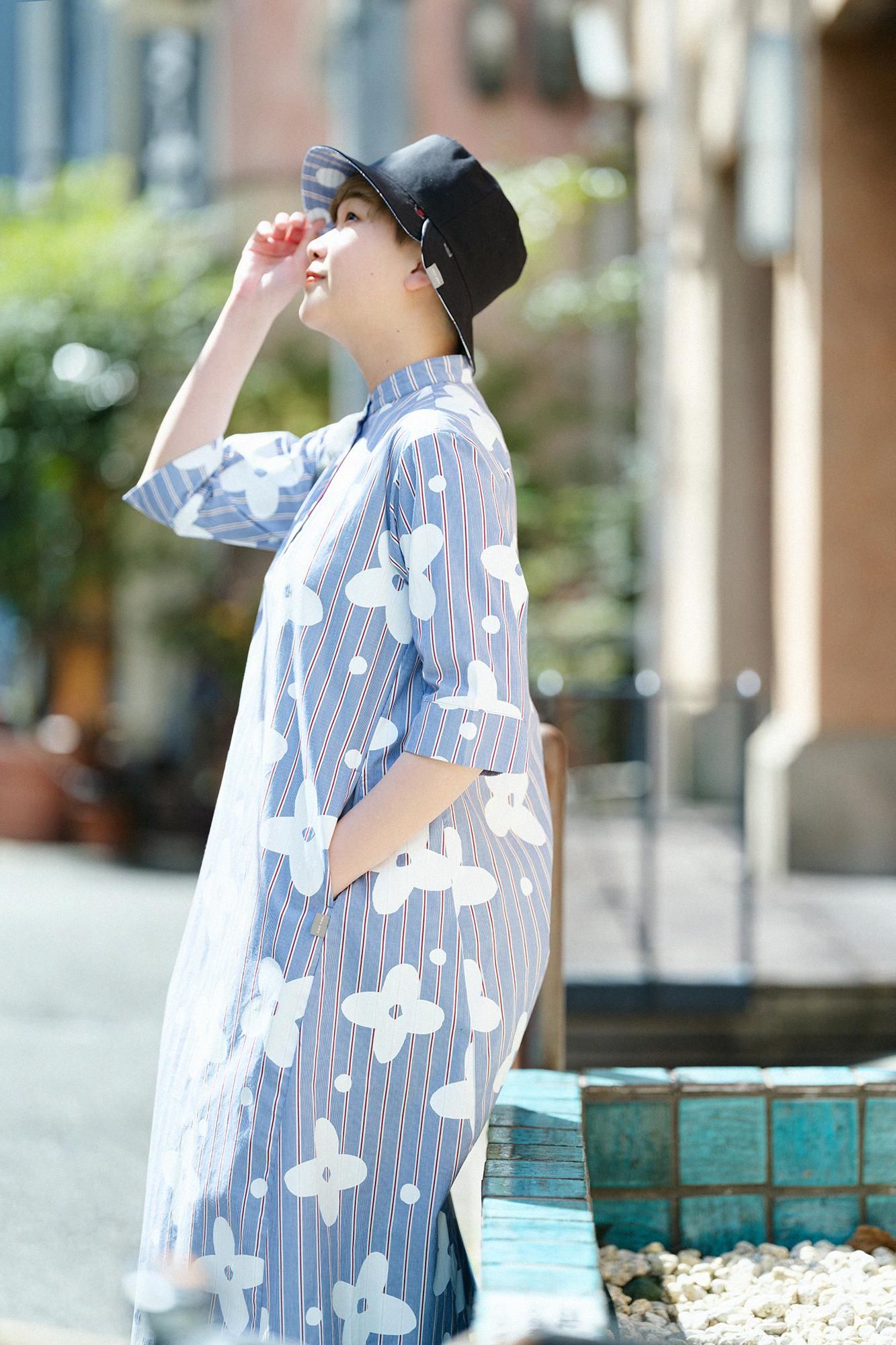 새틴 줄무늬 BIKE원피스/산꽃바람 네이비 블루