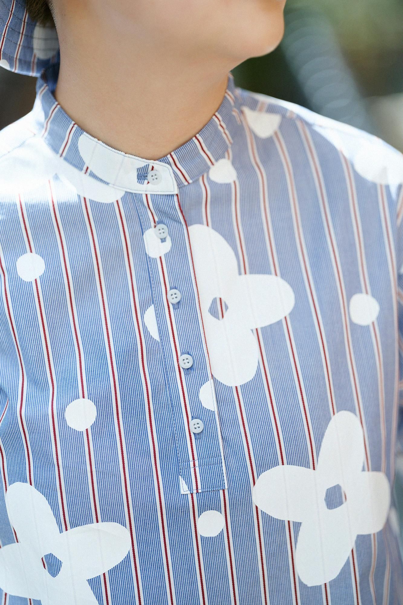 새틴 줄무늬 BIKE원피스/산꽃바람 네이비 블루