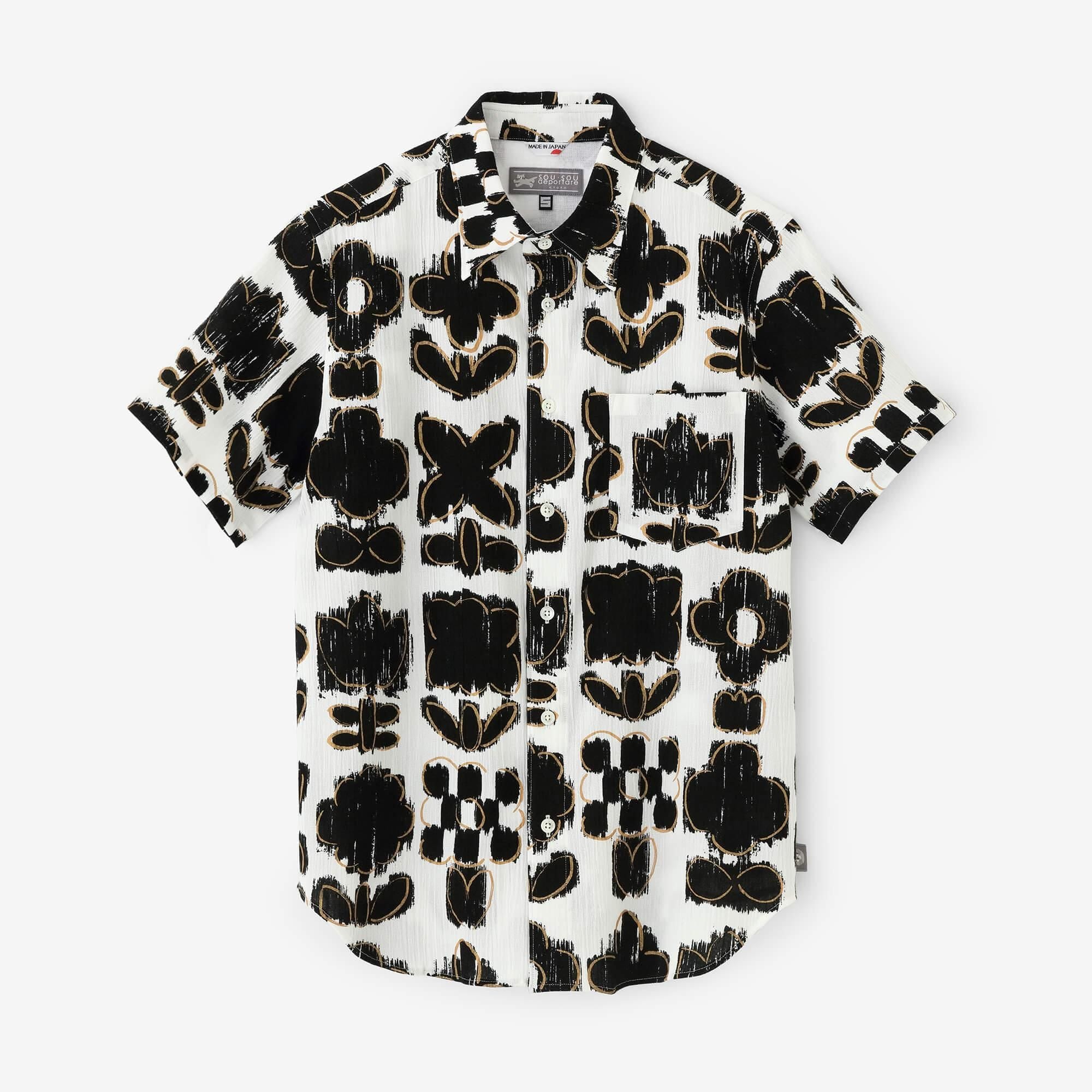 【期間限定10%OFF】高島縮棉 20/20短袖襯衫/花霧(※預計於4月29日~5月2日左右發貨)