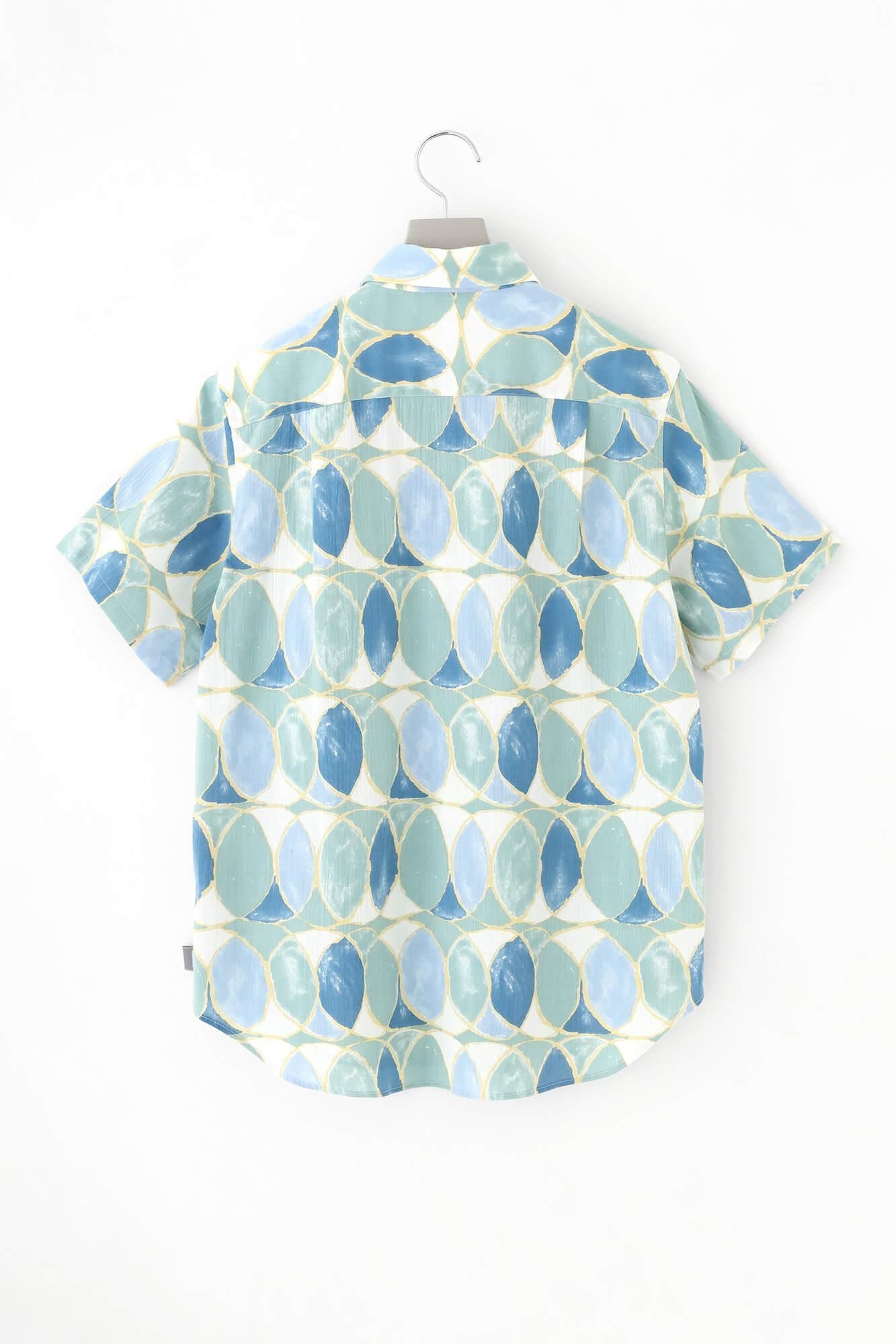 【期間限定10%OFF】高島縮棉 20/20短袖襯衫/連接環 水影(※預計於4月29日~5月2日左右發貨)