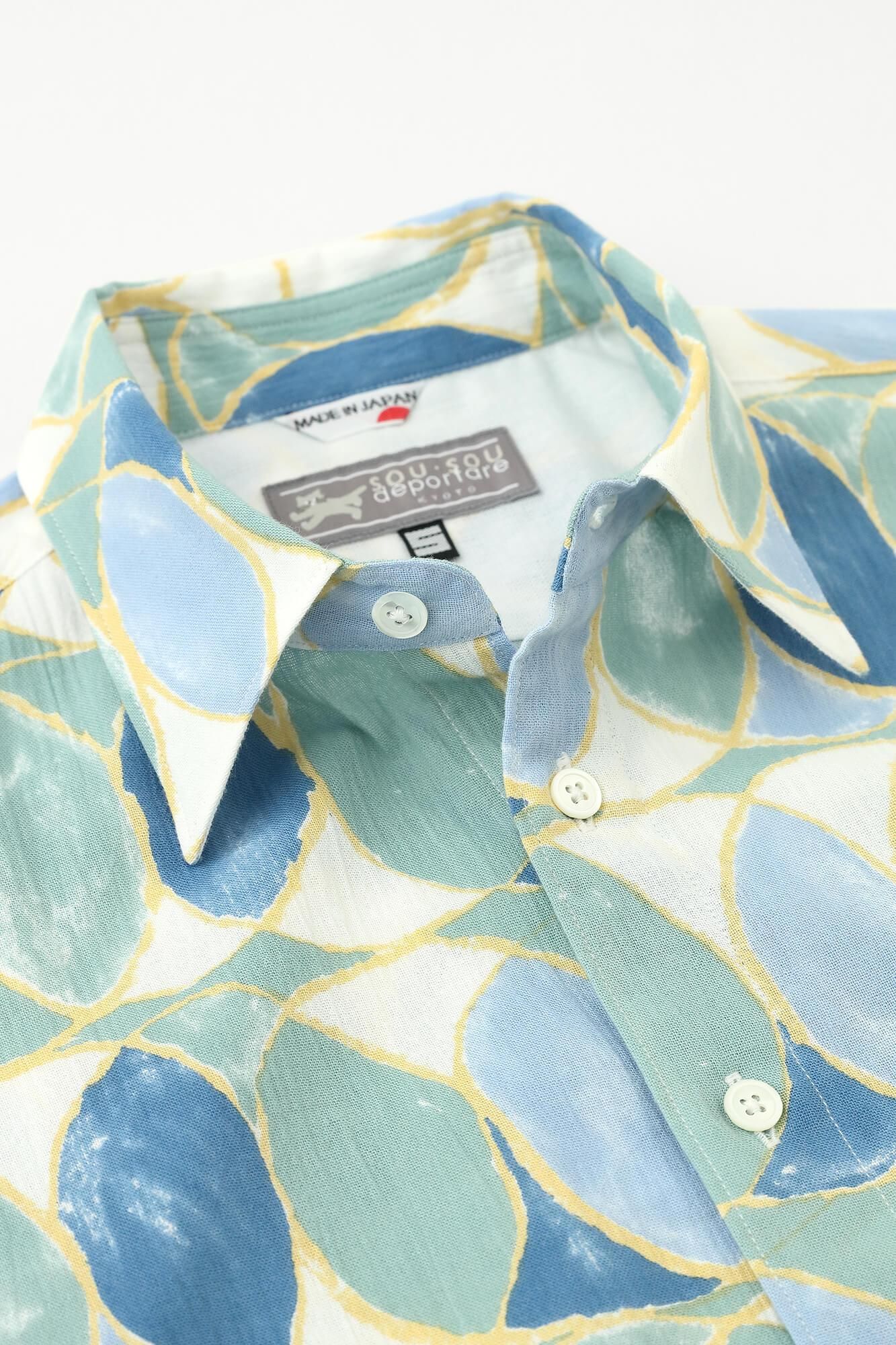 【期間限定10%OFF】高島縮棉 20/20短袖襯衫/連接環 水影(※預計於4月29日~5月2日左右發貨)