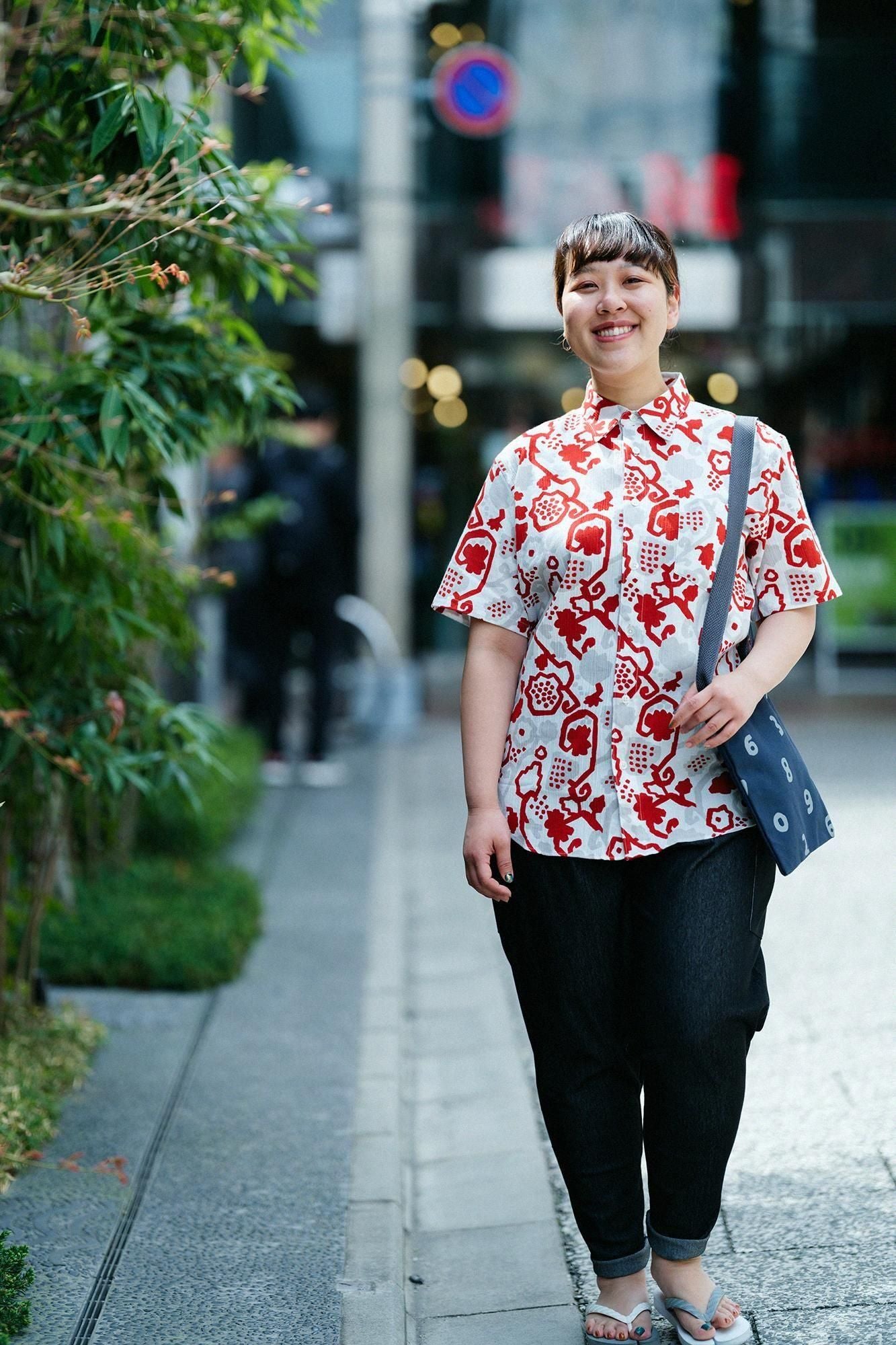 Chizimi Cotton 20/20 Short Sleeve Shirt / Grape Arabesque