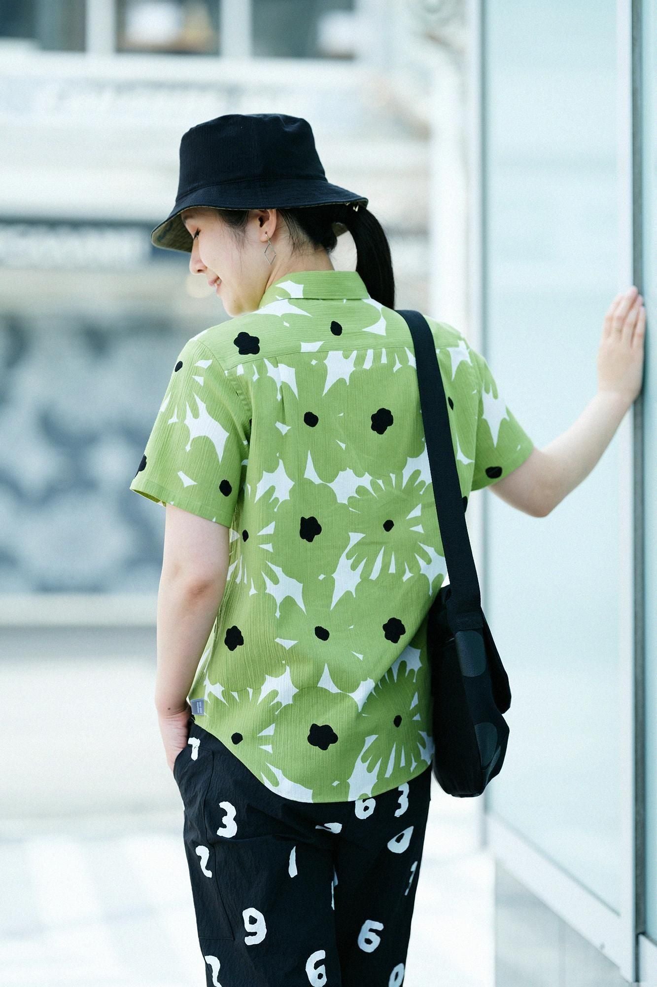 Chizimi Cotton 20/20 Short Sleeve Shirt / Oraka Yellowish Green