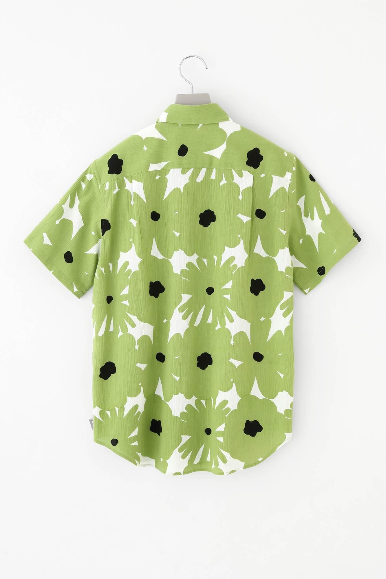 Chizimi Cotton 20/20 Short Sleeve Shirt / Oraka Yellowish Green