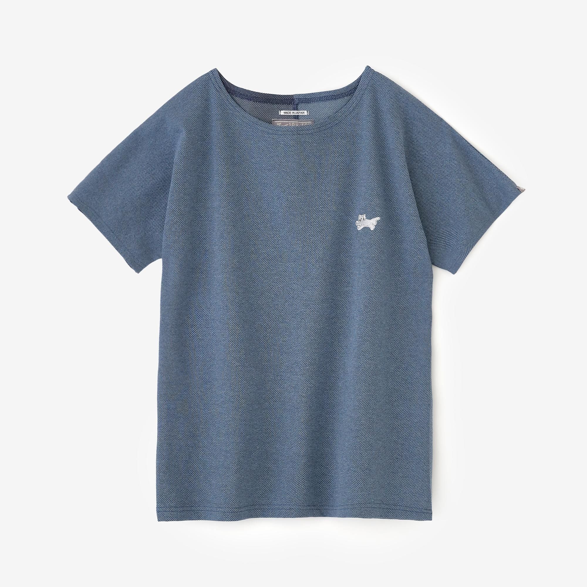 【期間限定10%OFF】鹿之子編模切T-shirt/混灰藍×混藍色(※預計於4月29日~5月2日左右發貨)