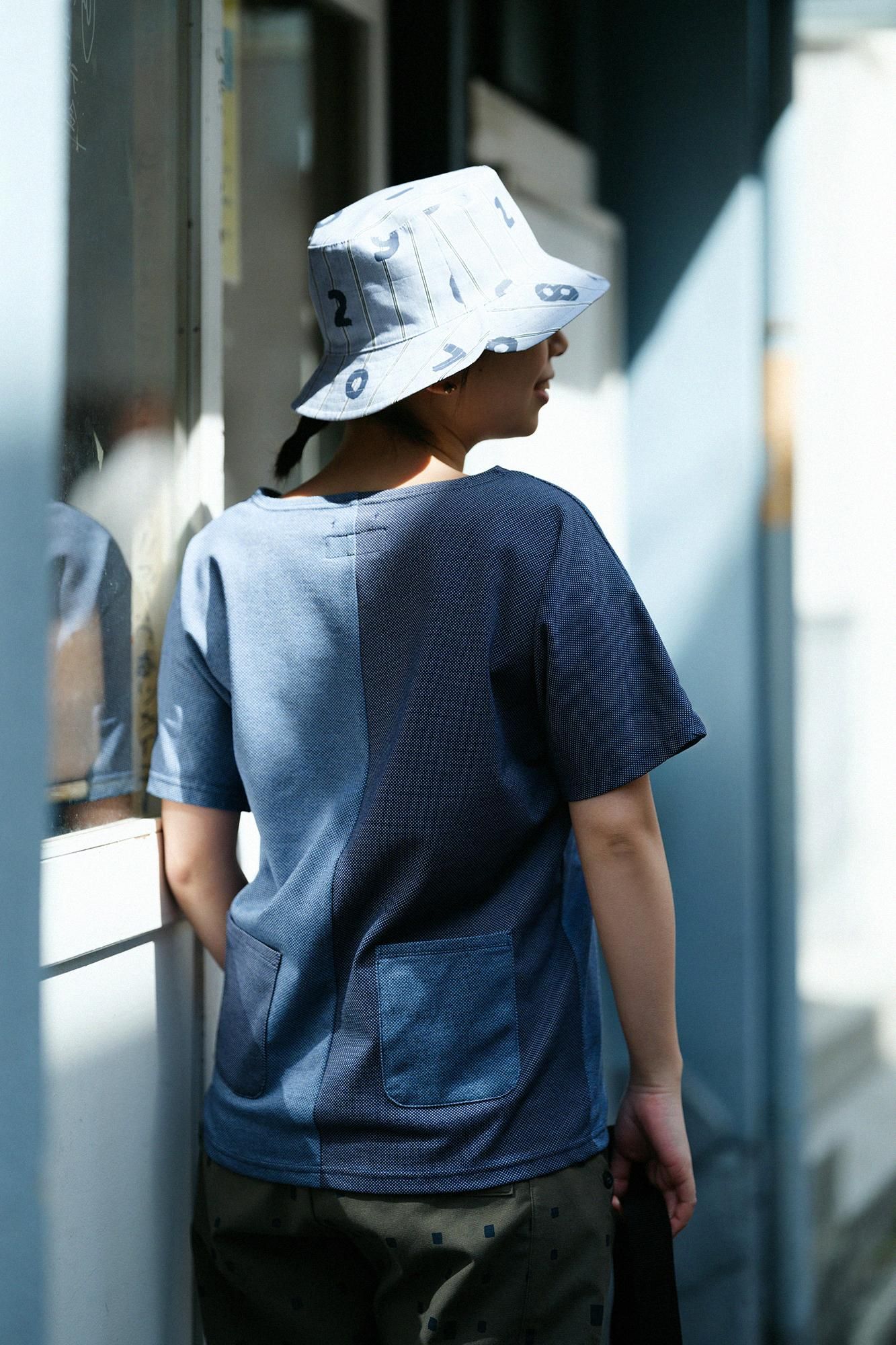 【期間限定10%OFF】鹿之子編模切T-shirt/混灰藍×混藍色(※預計於4月29日~5月2日左右發貨)