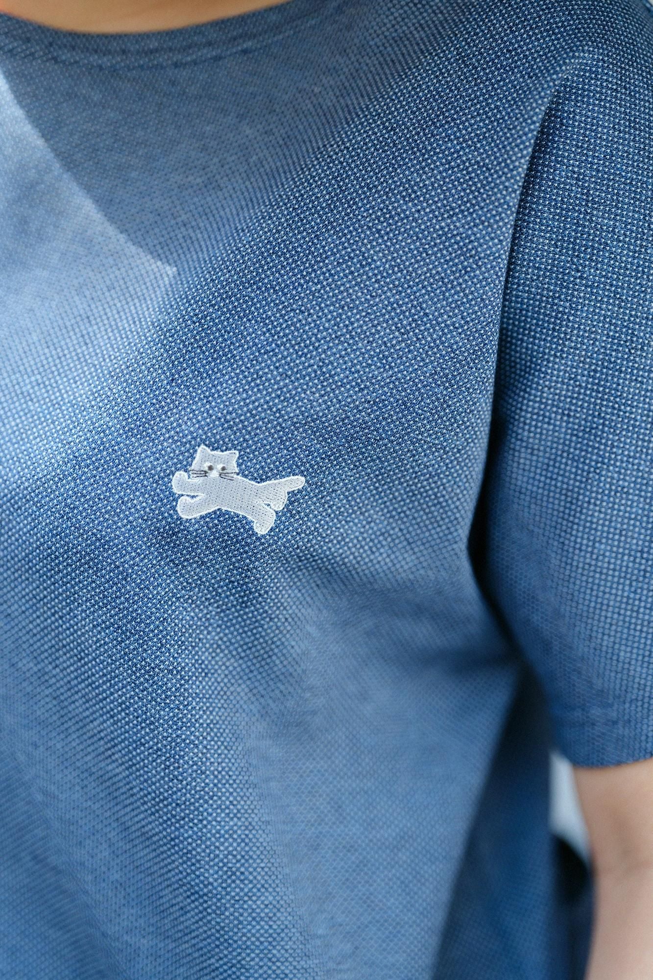 【期間限定10%OFF】鹿之子編模切T-shirt/混灰藍×混藍色(※預計於4月29日~5月2日左右發貨)