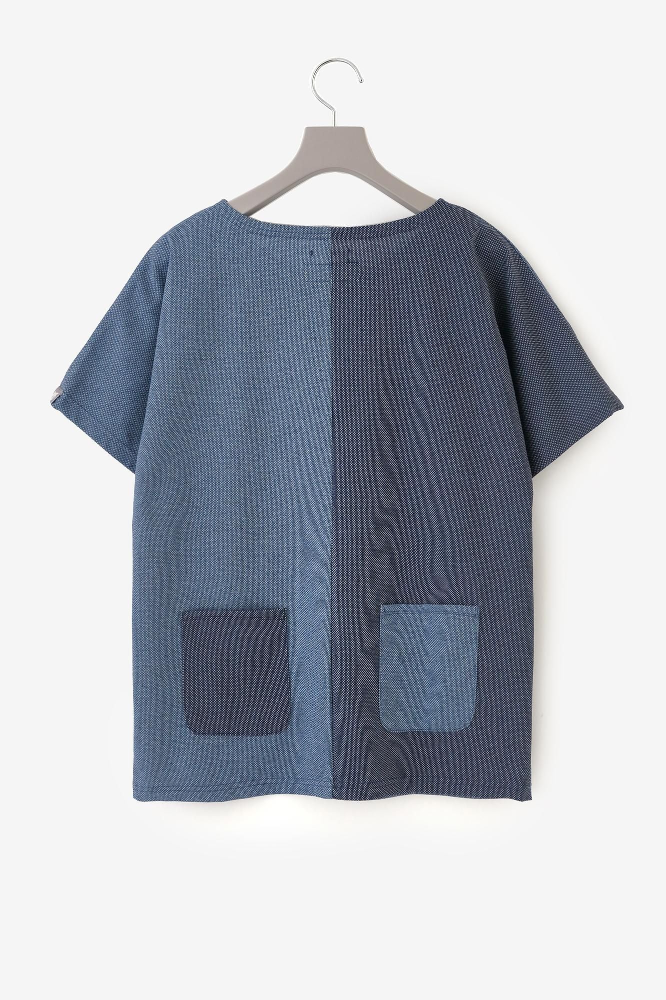 【期間限定10%OFF】鹿之子編模切T-shirt/混灰藍×混藍色(※預計於4月29日~5月2日左右發貨)