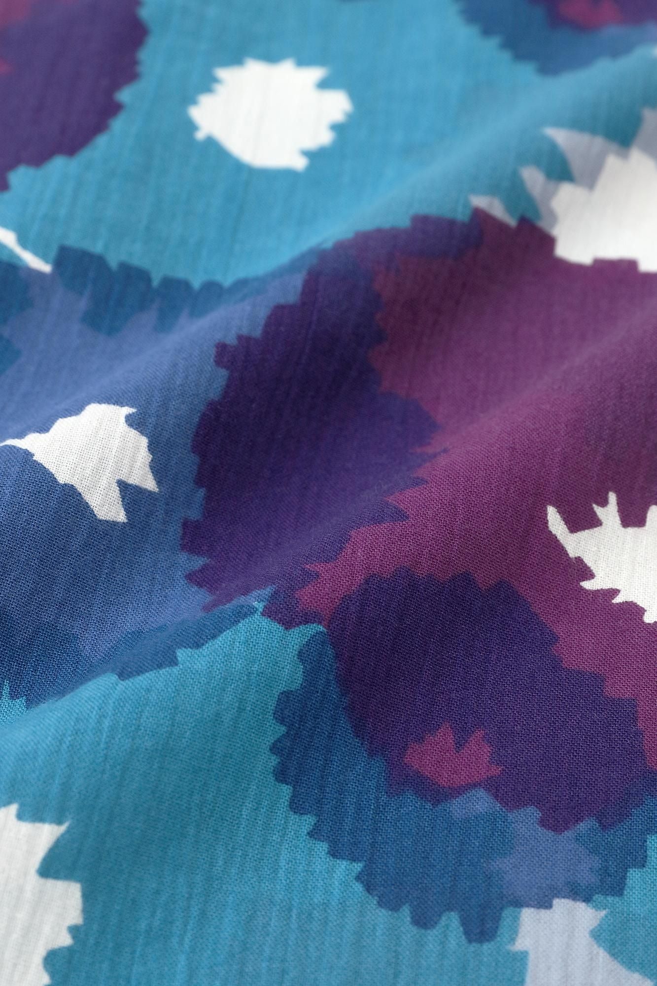 Chizimi Cotton 20/20 Stand Collar Short Sleeve Shirt / Full Bloom