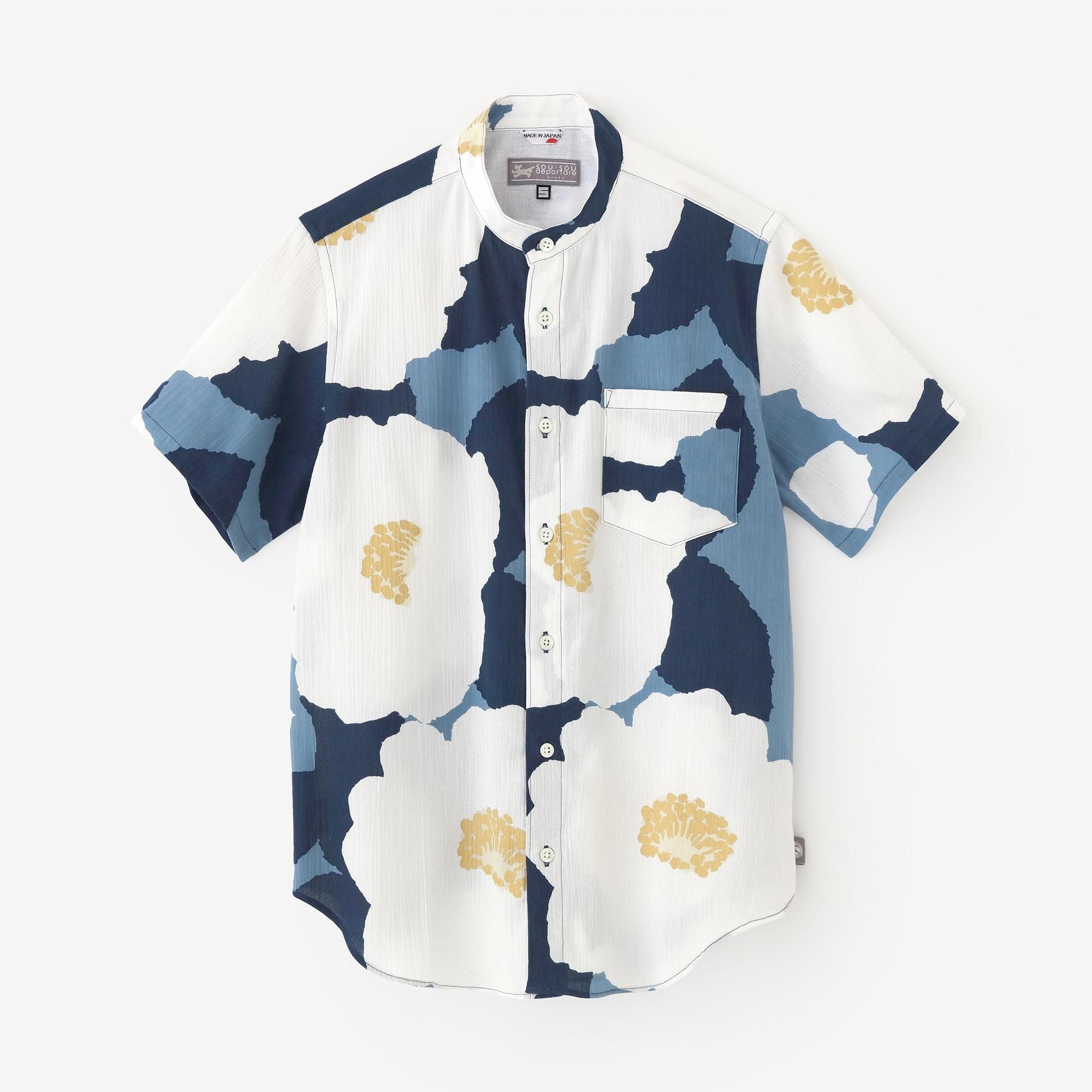 【期間限定10%OFF】高島縮棉 20/20立領短袖襯衫/春蘭(※預計於4月29日~5月2日左右發貨)