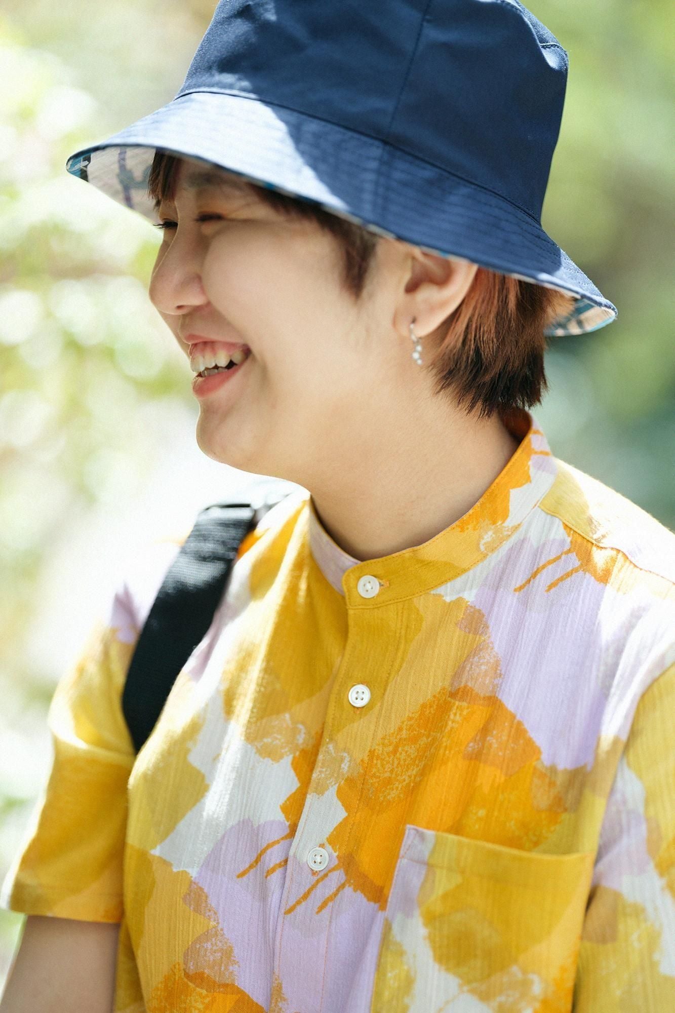 Chizimi Cotton 20/20 Stand Collar Short Sleeve Shirt / Vague