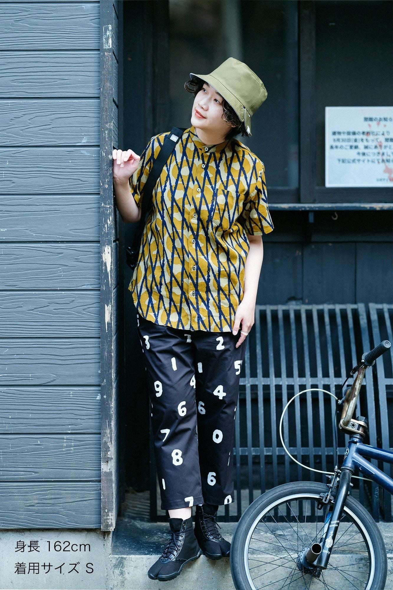 【net限定】高島縮 20/20 スタンドカラー半袖シャツ/嵐(あらし)