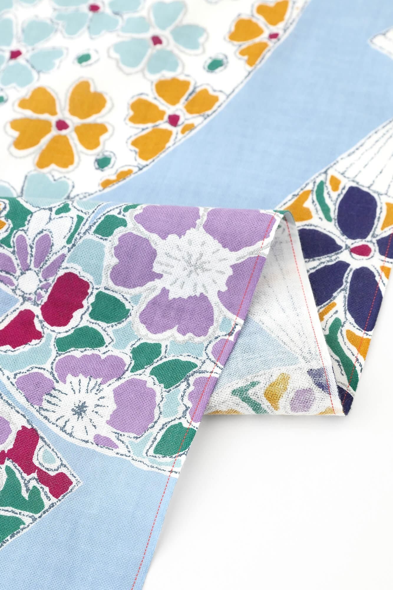 Ise cotton textile tenugui / fan (ougi) asahanada