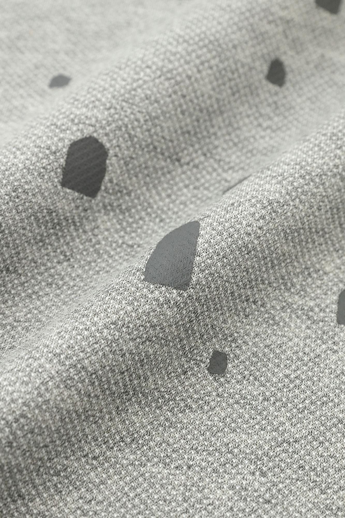 鹿之子編針織 平袖船領長版上衣/窗 灰白色