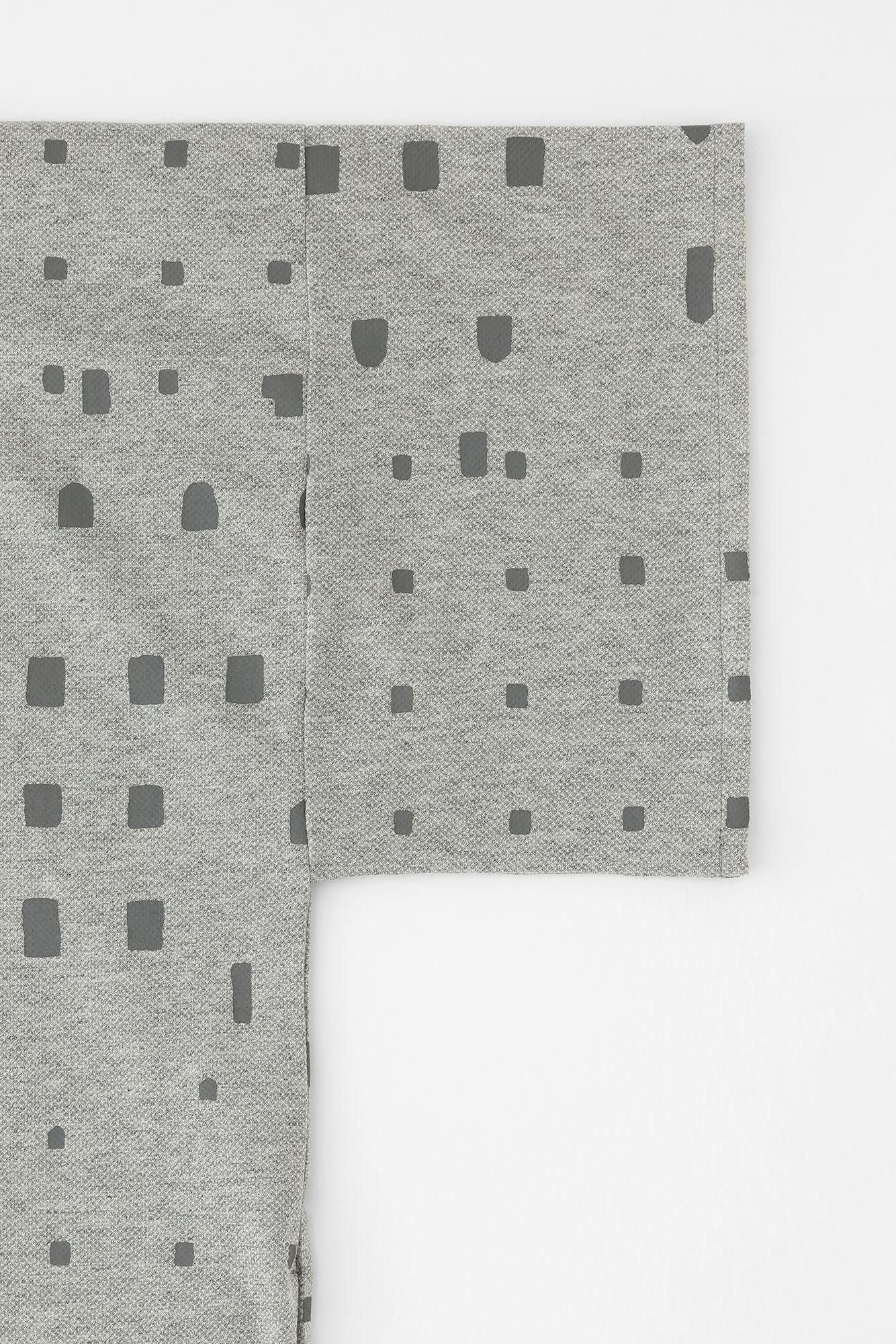 鹿之子編針織 平袖船領長版上衣/窗 灰白色