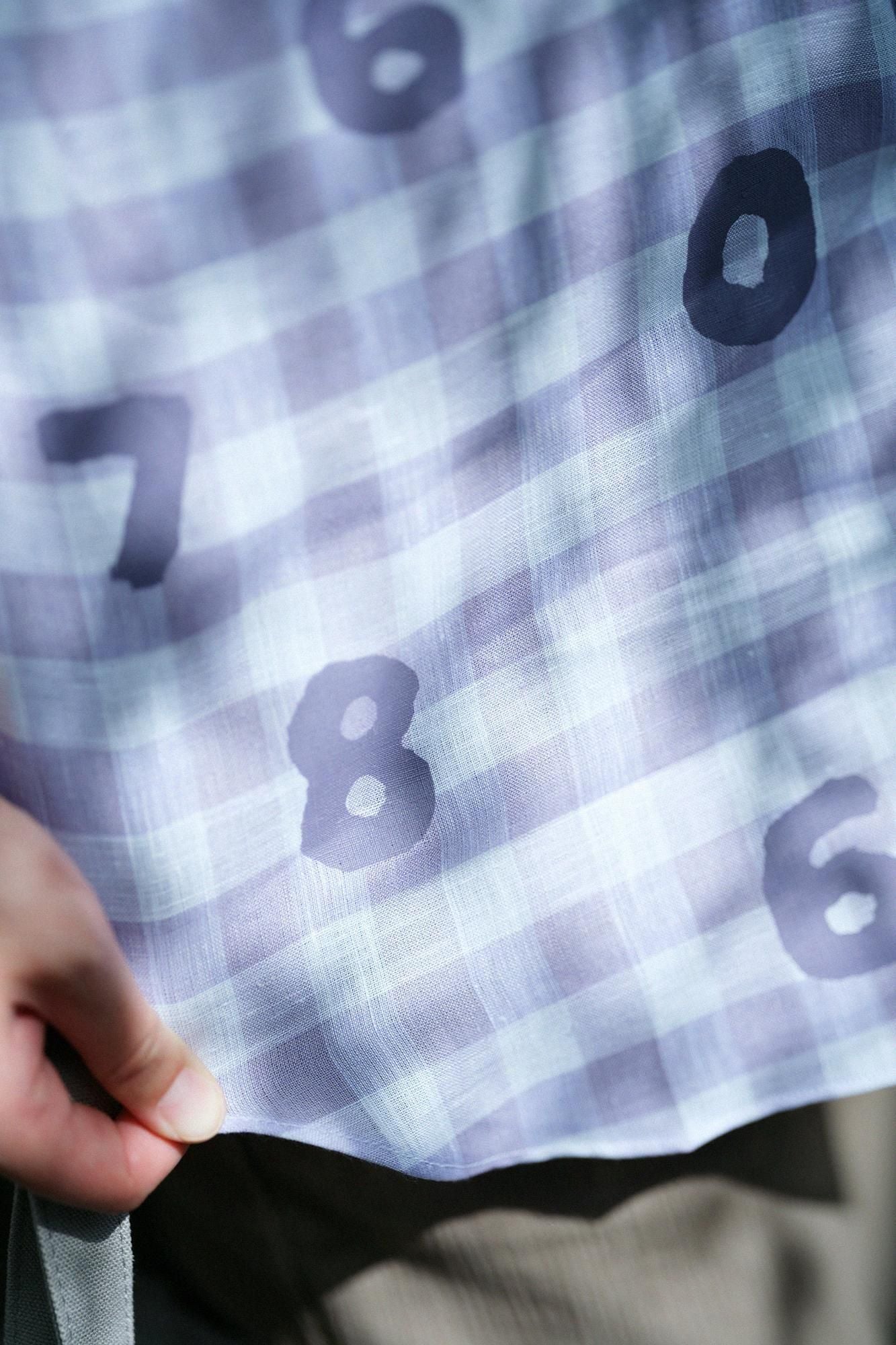 亞麻格子短袖襯衫/SO-SU-U十數 薰衣草紫