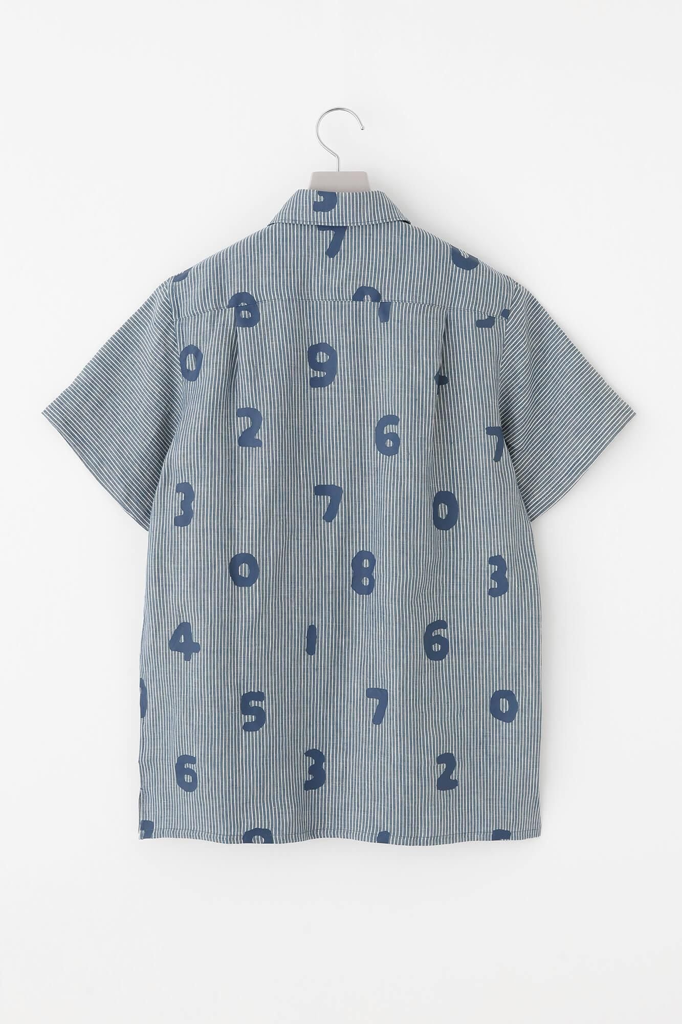 Linen Stripe WP Short Sleeve Shirt / SO-SU-U Light Greyish Blue