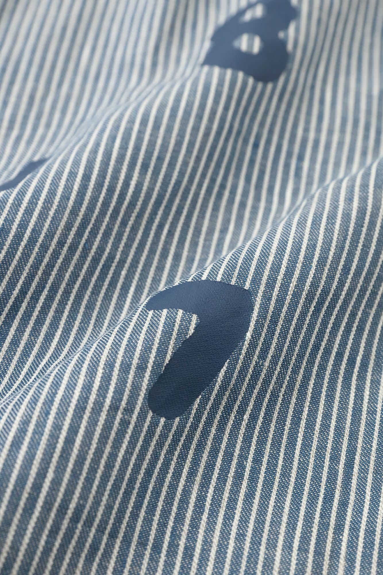 Linen Stripe WP Short Sleeve Shirt / SO-SU-U Light Greyish Blue