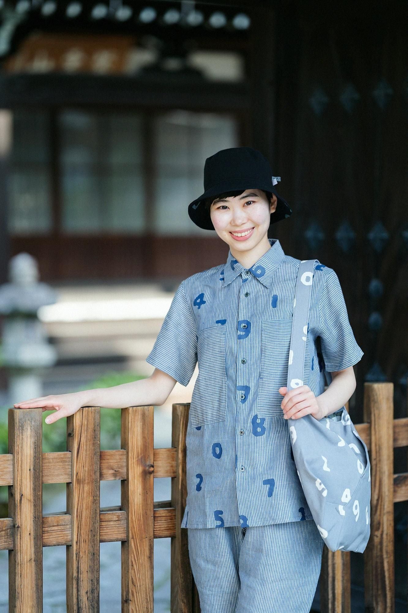 Linen Stripe WP Short Sleeve Shirt / SO-SU-U Light Greyish Blue