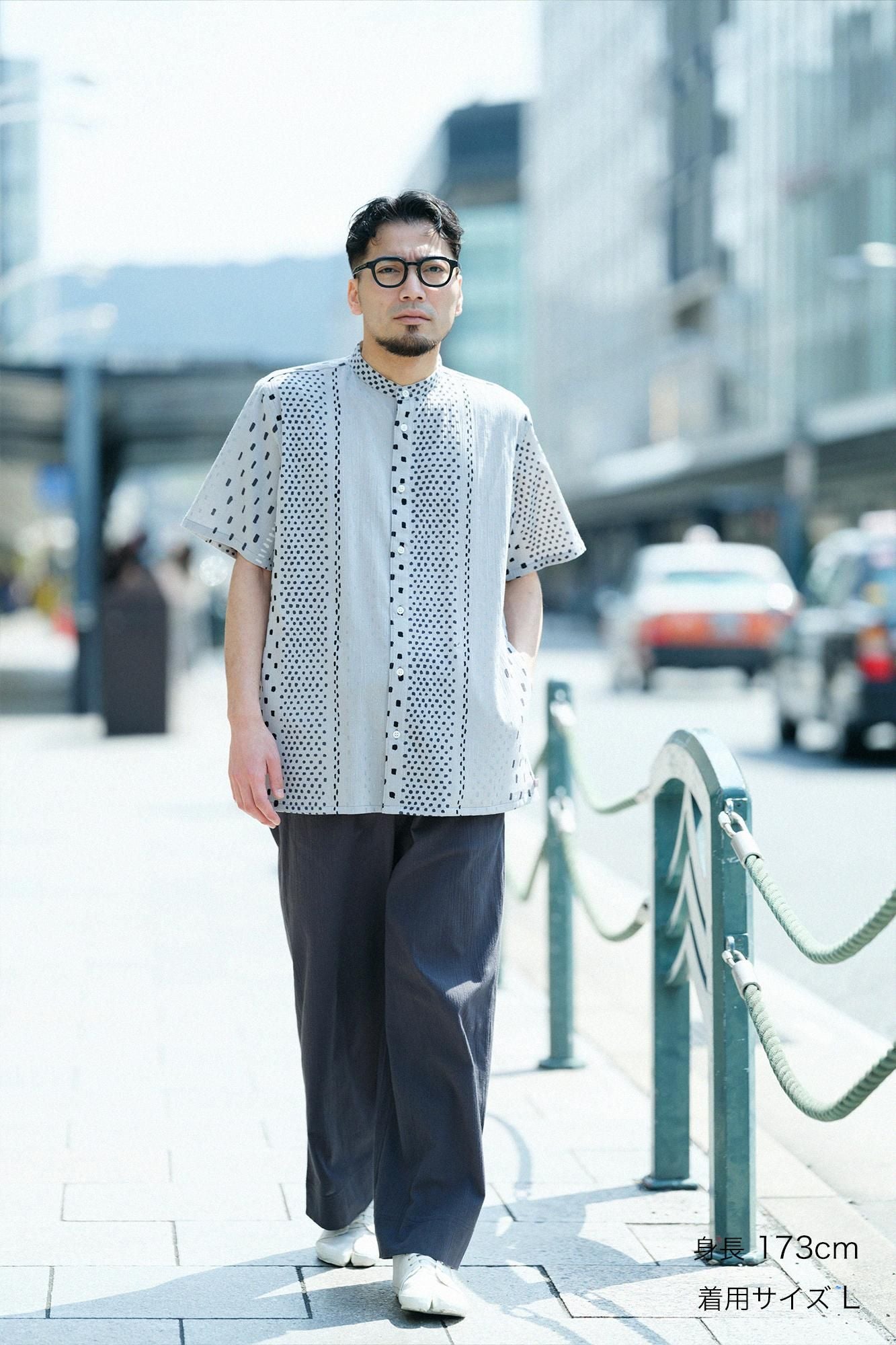 takashima chiku 20/20支架领子短袖衬衫SP/ararijima