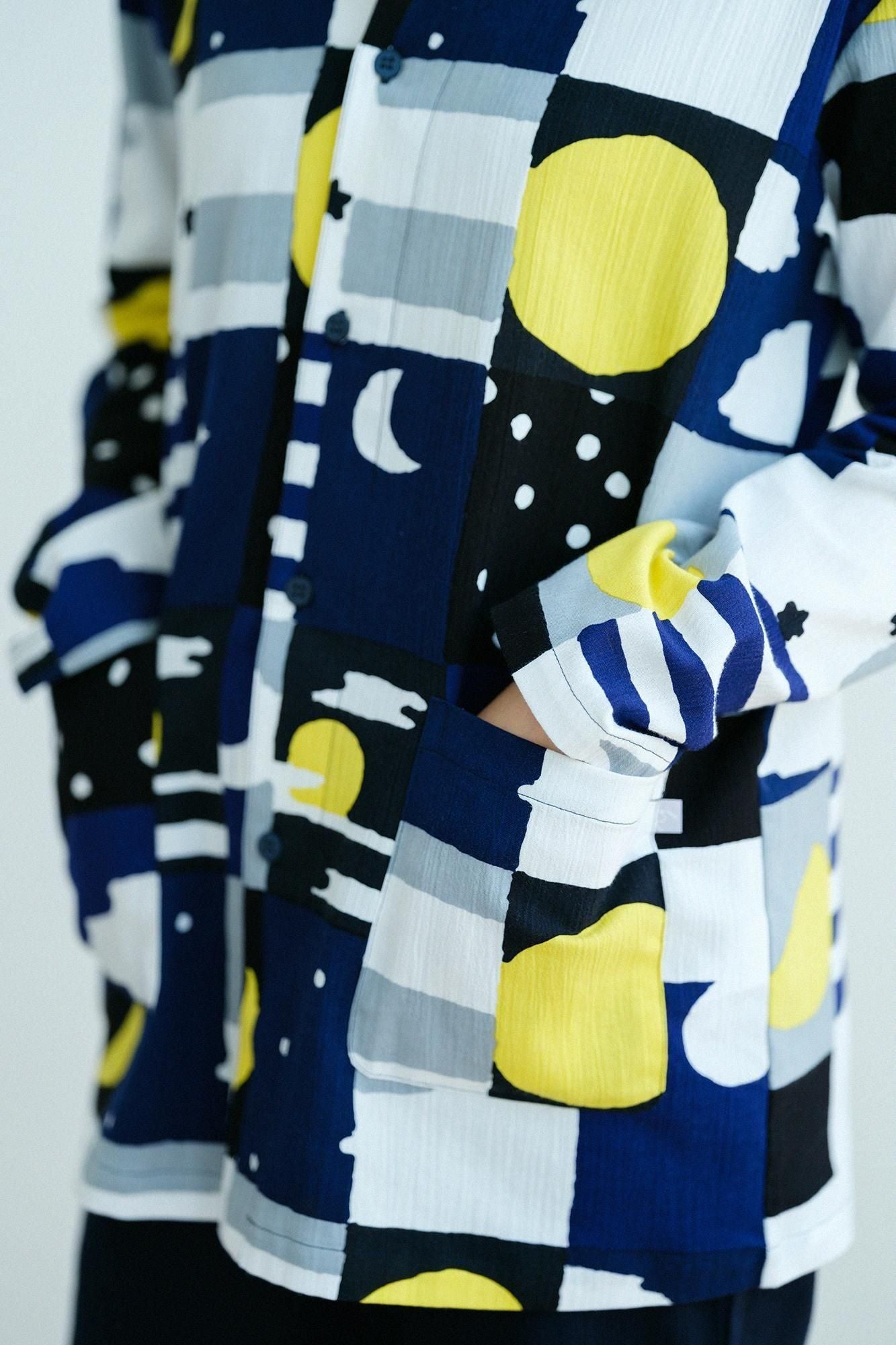 Takashima Chijimi 20/20 Textilpyjama/Moon and Stars Midnight (Mayonaka) x Dark Navy