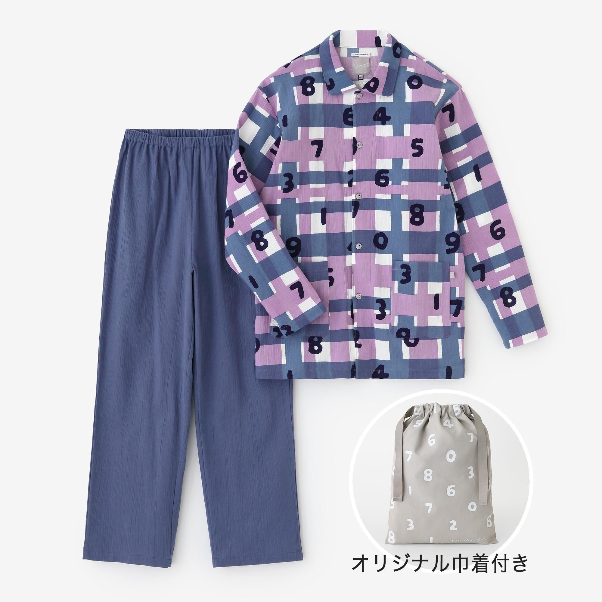 【官網先行販售】高島縮棉 20/20圖案紋樣居家服/ SO-SU-U十數和隨性格子×群青(※預計於5月上旬發送)