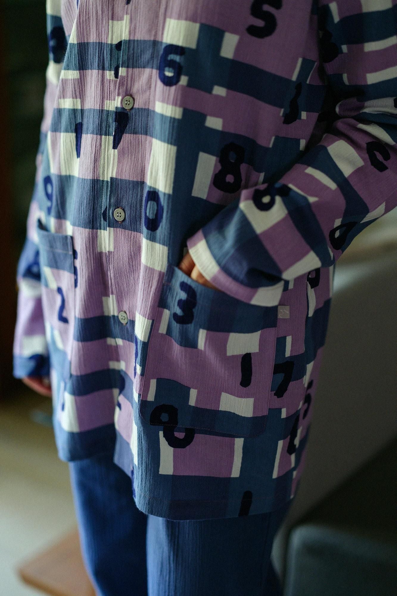 【官網先行販售】高島縮棉 20/20圖案紋樣居家服/ SO-SU-U十數和隨性格子×群青(※預計於5月上旬發送)