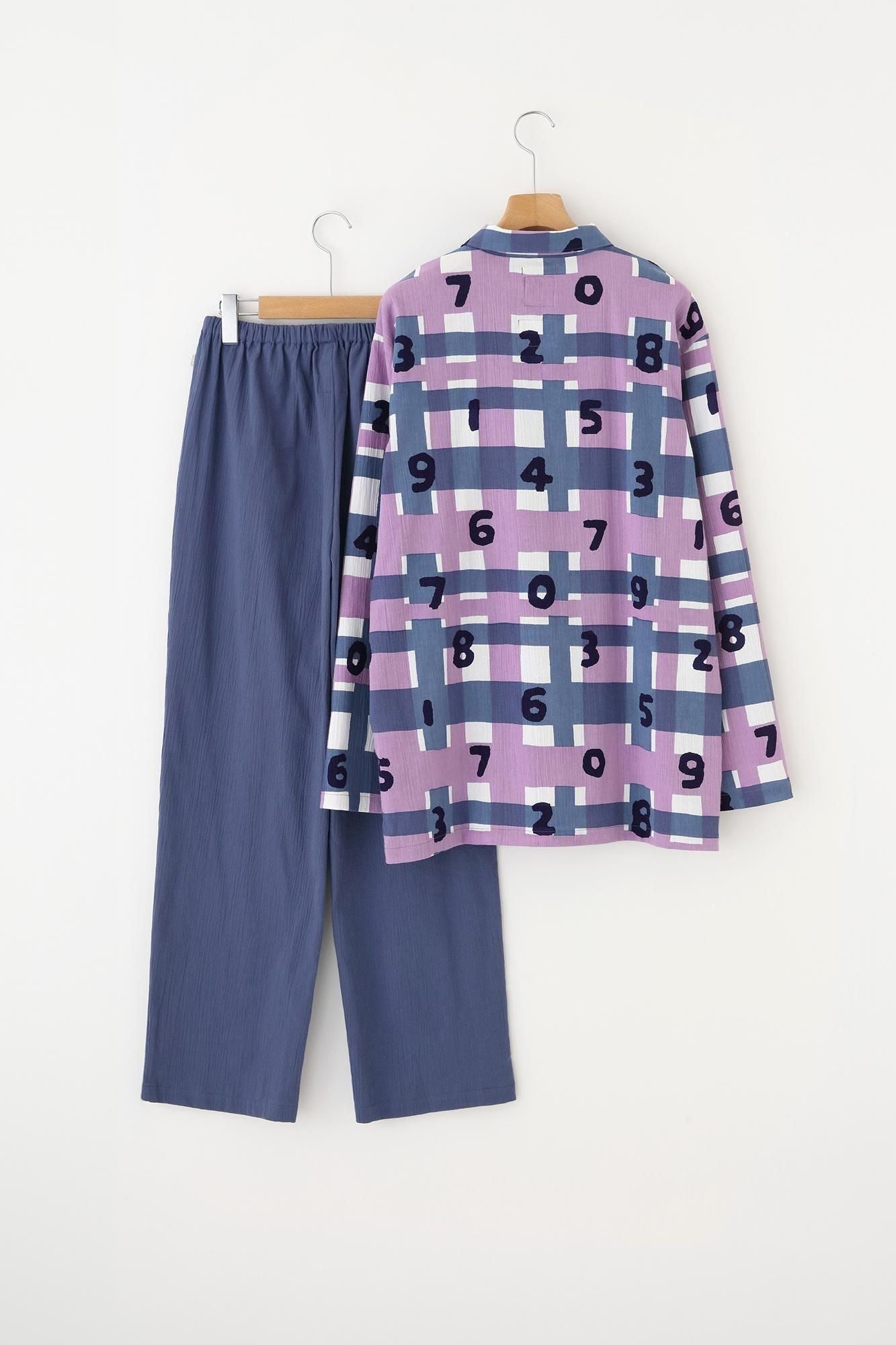 【官網先行販售】高島縮棉 20/20圖案紋樣居家服/ SO-SU-U十數和隨性格子×群青(※預計於5月上旬發送)