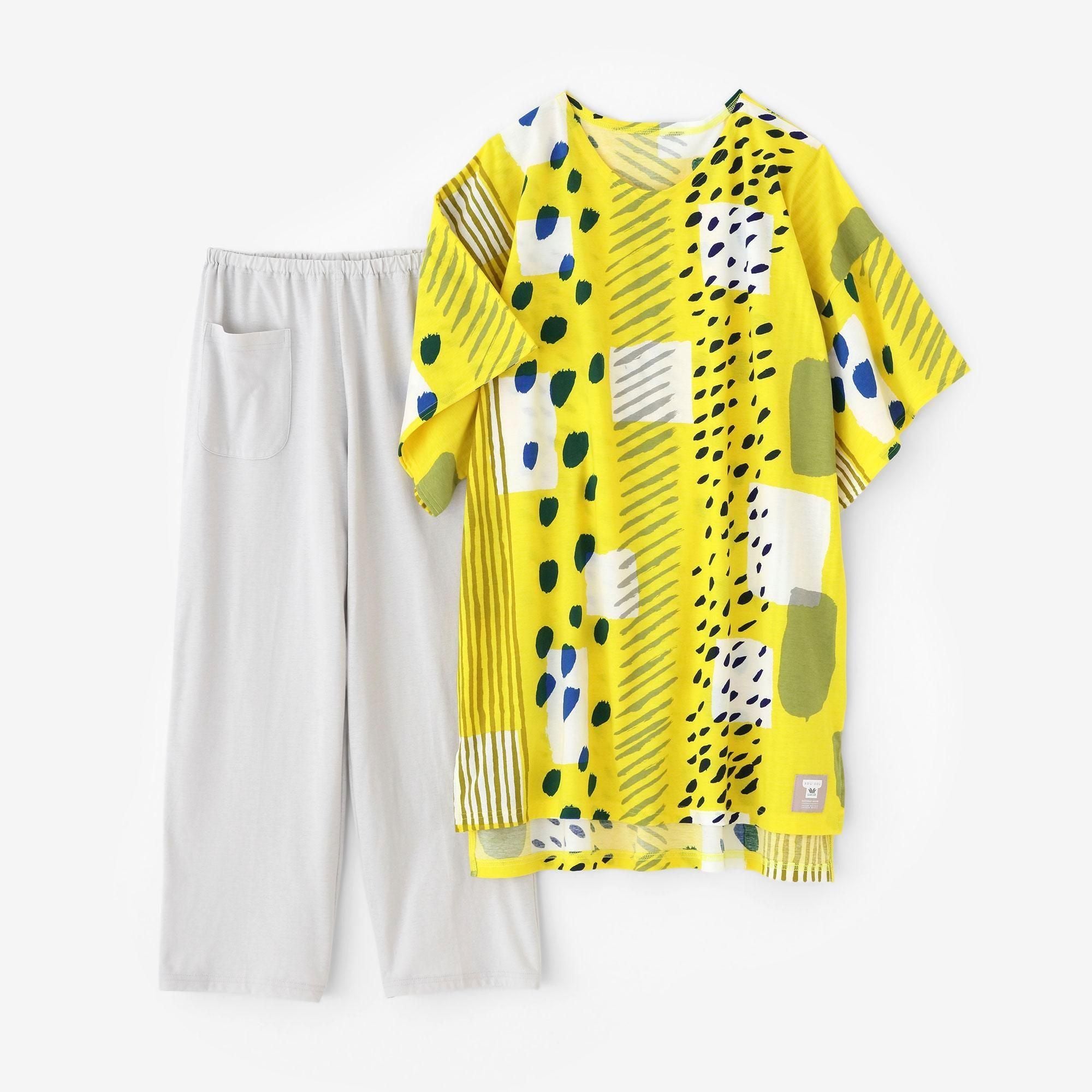 【net limited】SOU・SOU×Wacoal Kan Kantoui short-length top and bottom / Alley Lemon Color