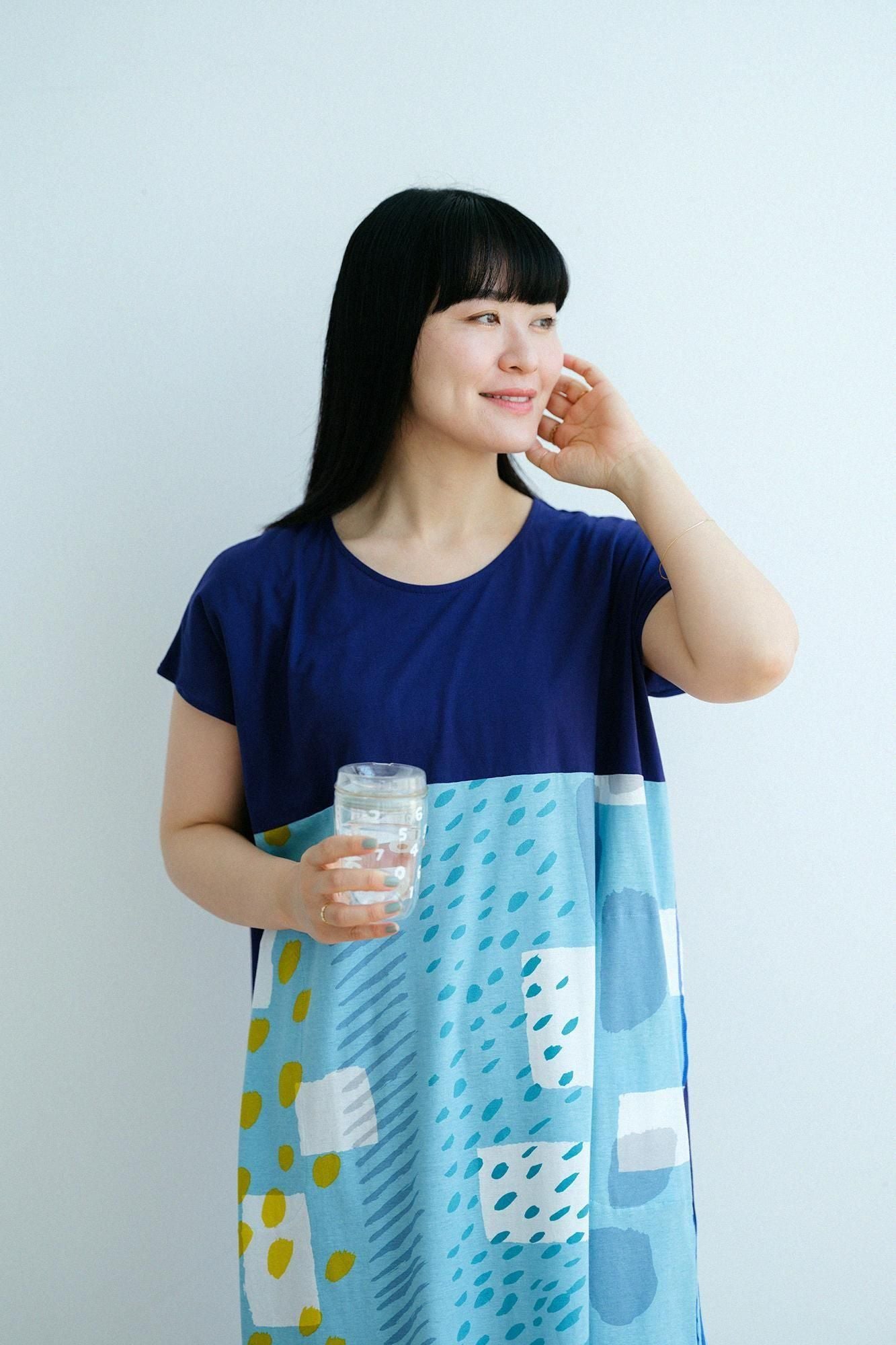 【net限定】SOU・SOU×ワコール 寛長方形衣(かんちょうほうけい) 組(くみ)/濃紺(のうこん)×路地(ろじ) 水縹(みずはなだ)