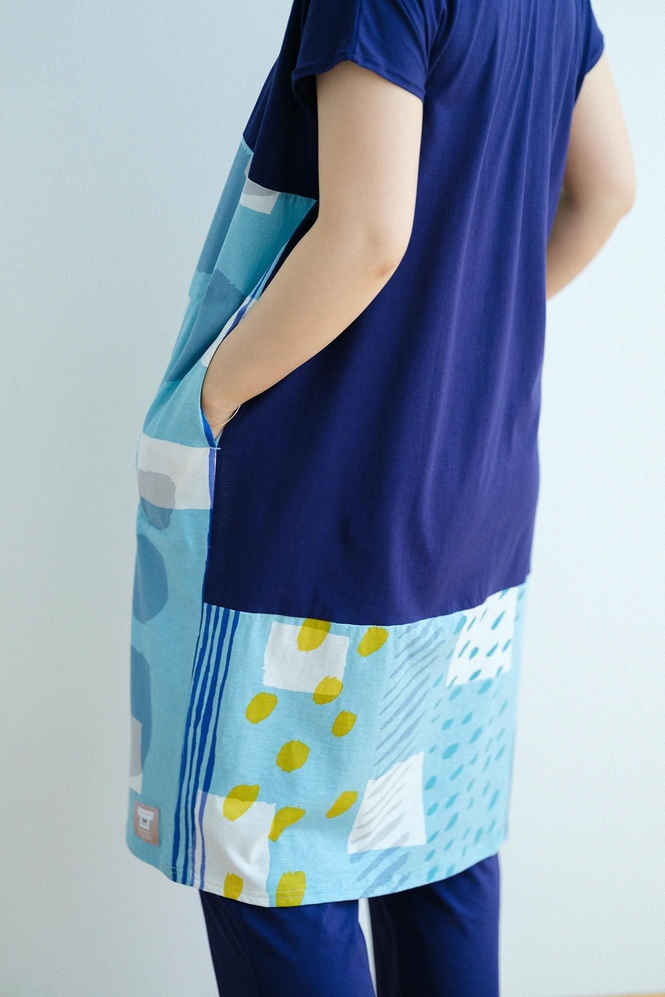 【net限定】SOU・SOU×ワコール 寛長方形衣(かんちょうほうけい) 組(くみ)/濃紺(のうこん)×路地(ろじ) 水縹(みずはなだ)