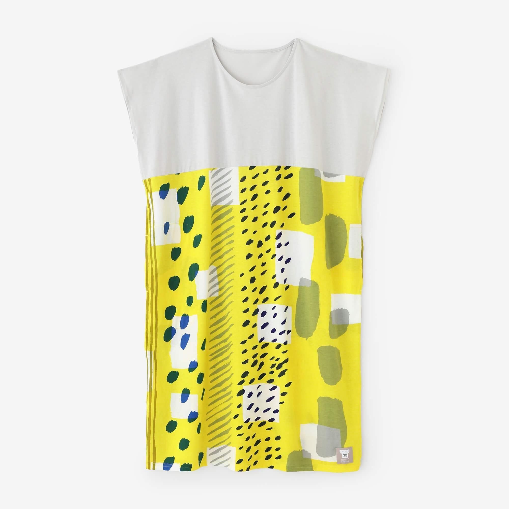 【官網限定】SOU・SOU×華歌爾寛長方形洋裝雙色/淺灰色×胡同 檸檬色