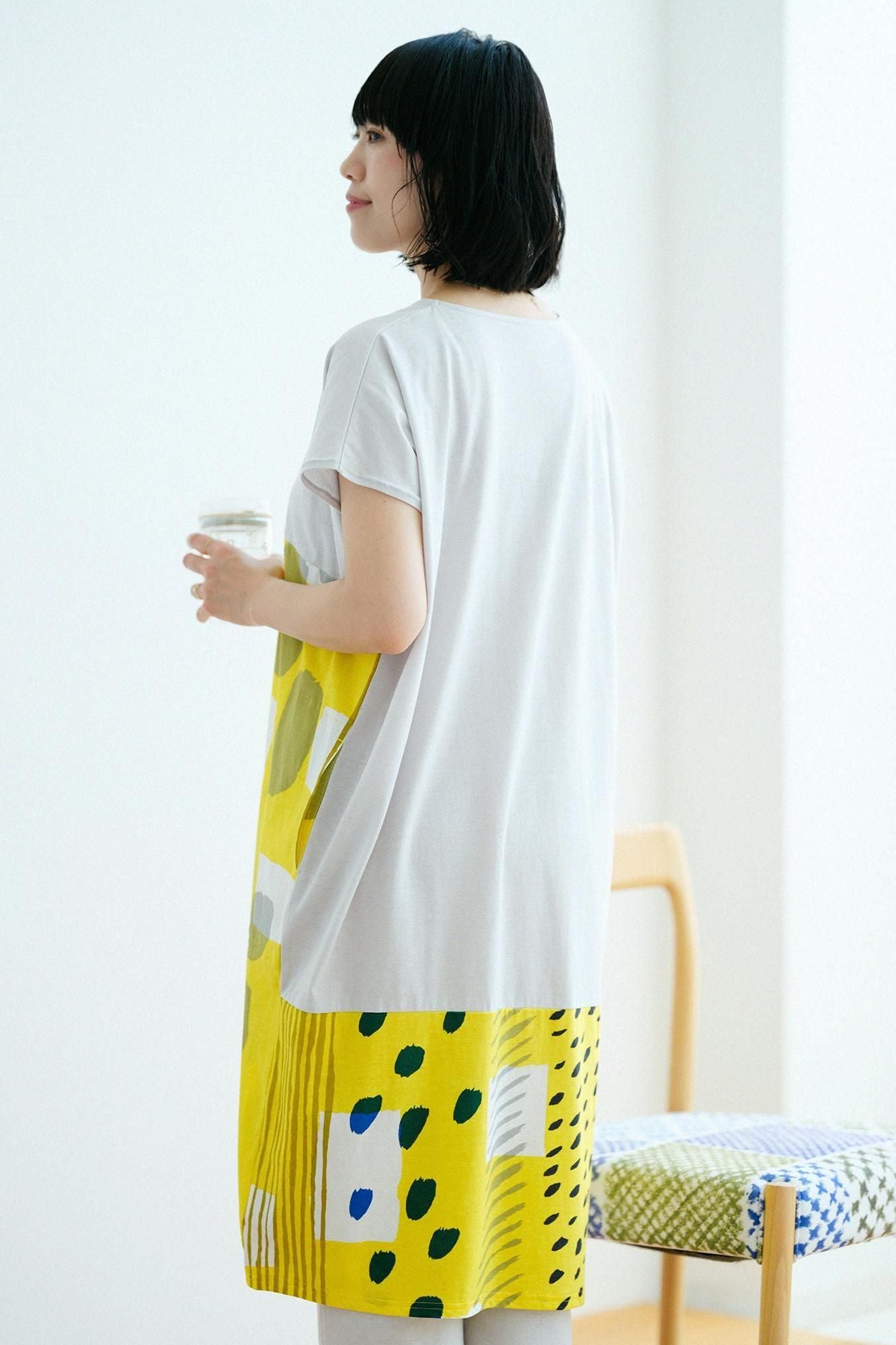 【官網限定】SOU・SOU×華歌爾寛長方形洋裝雙色/淺灰色×胡同 檸檬色