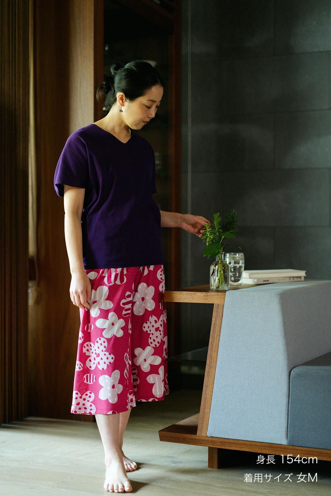 【官網限定】SOU・SOU×華歌爾寬闊腿褲短版/綻放深紅色