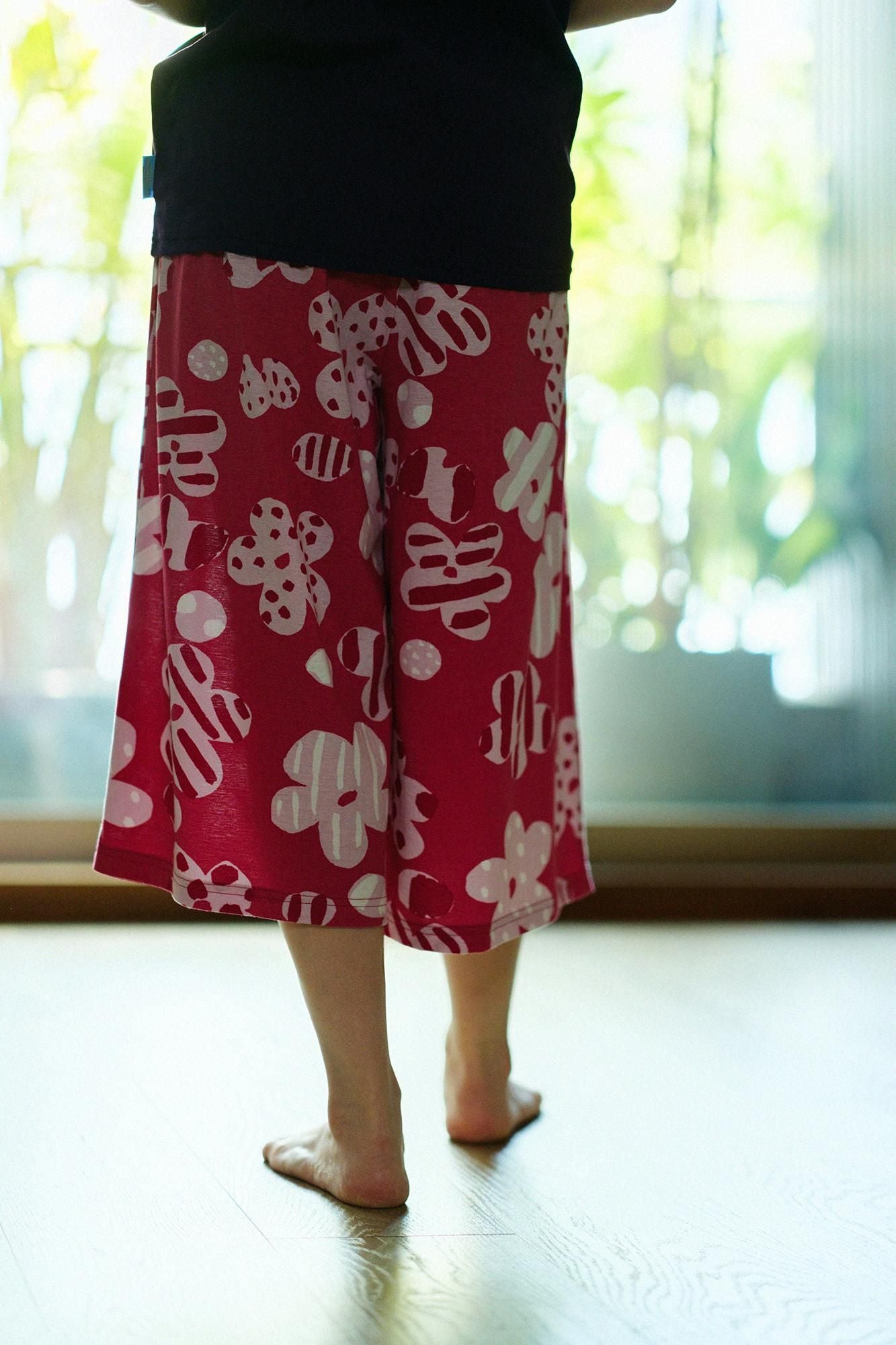 【官網限定】SOU・SOU×華歌爾寬闊腿褲短版/綻放深紅色