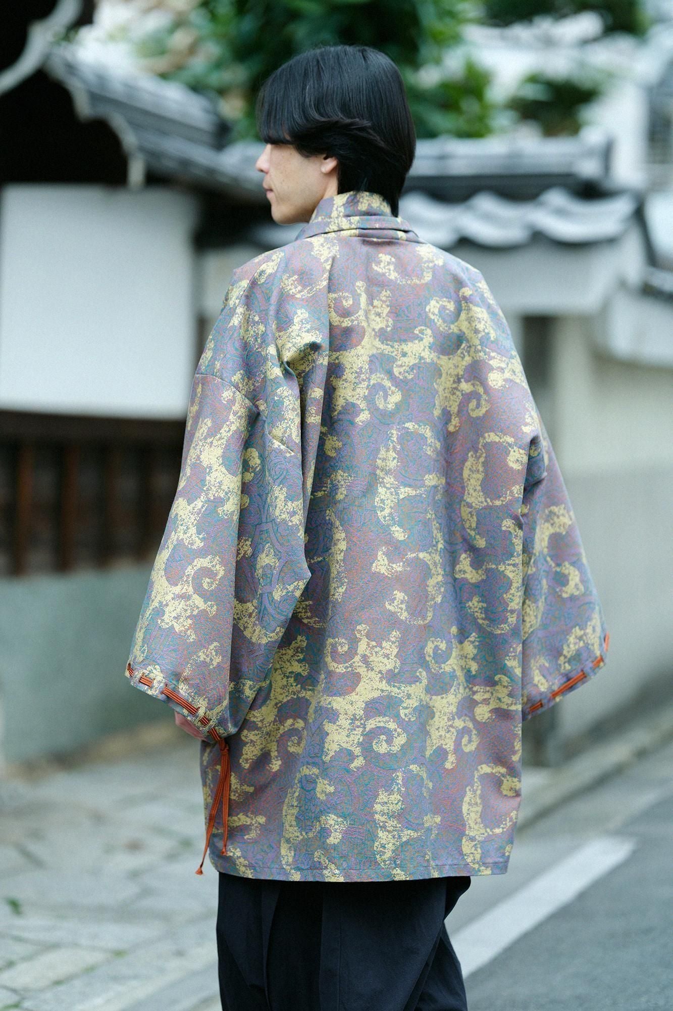 Jacquard Rectangular Sleeve Coat Short Single Layer / Raging Billows Era Iridescent Color