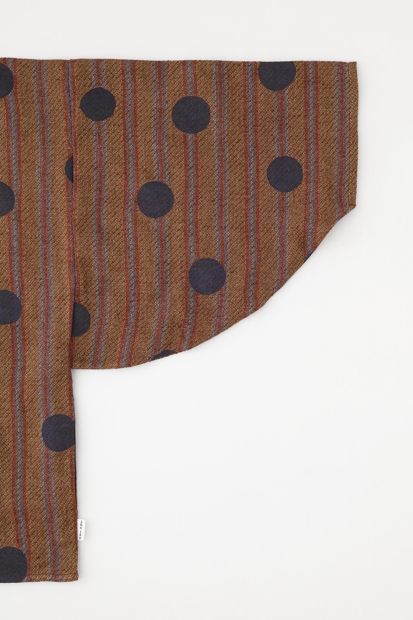 【net limited】Cotton-linen Blend Imported Fabric Naginata Square Top/Polka Dots Mara(well) Persimmon Brown Stripes