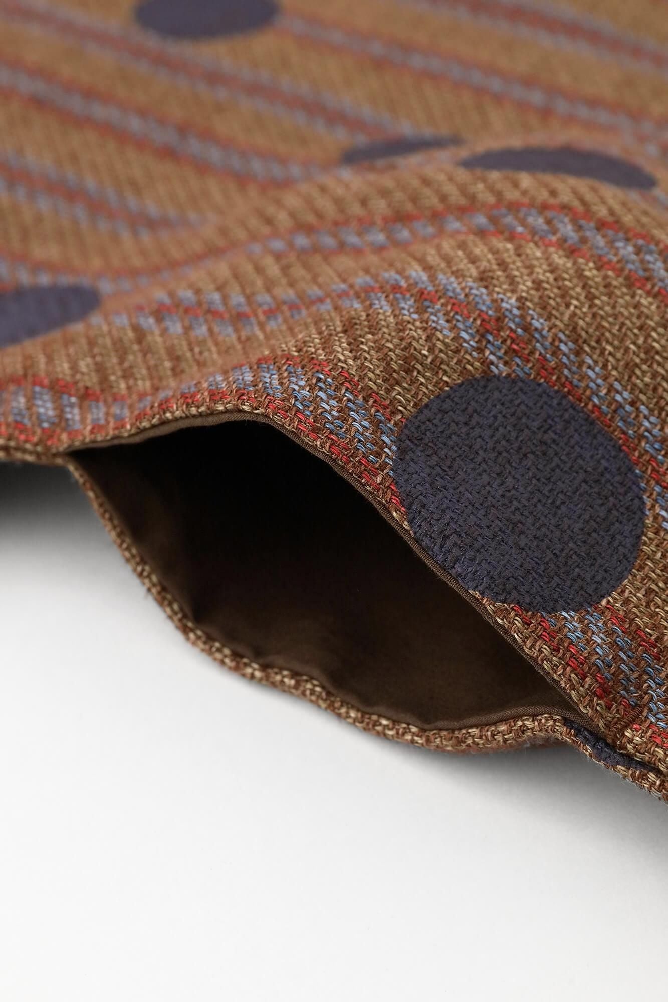 【net limited】Cotton-linen Blend Imported Fabric Naginata Square Top/Polka Dots Mara(well) Persimmon Brown Stripes