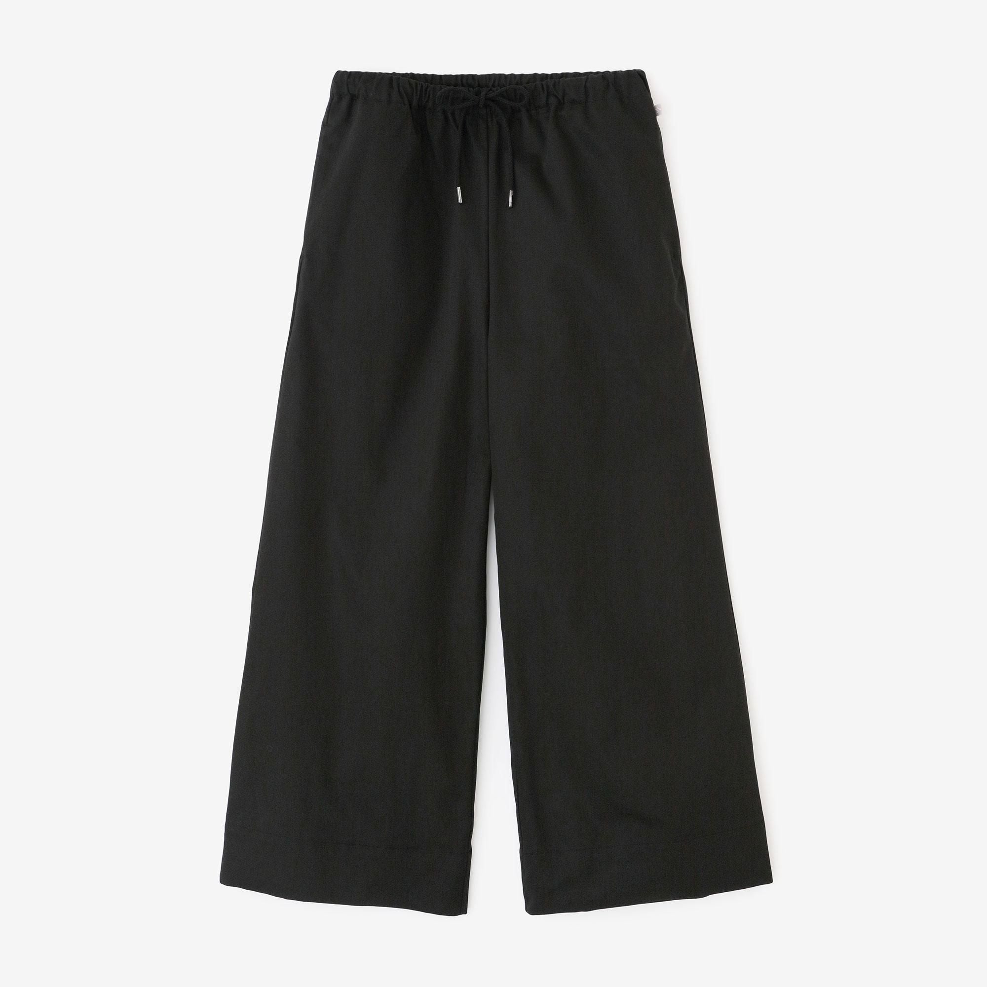 High Density Chino Cloth Wide Pants / Black