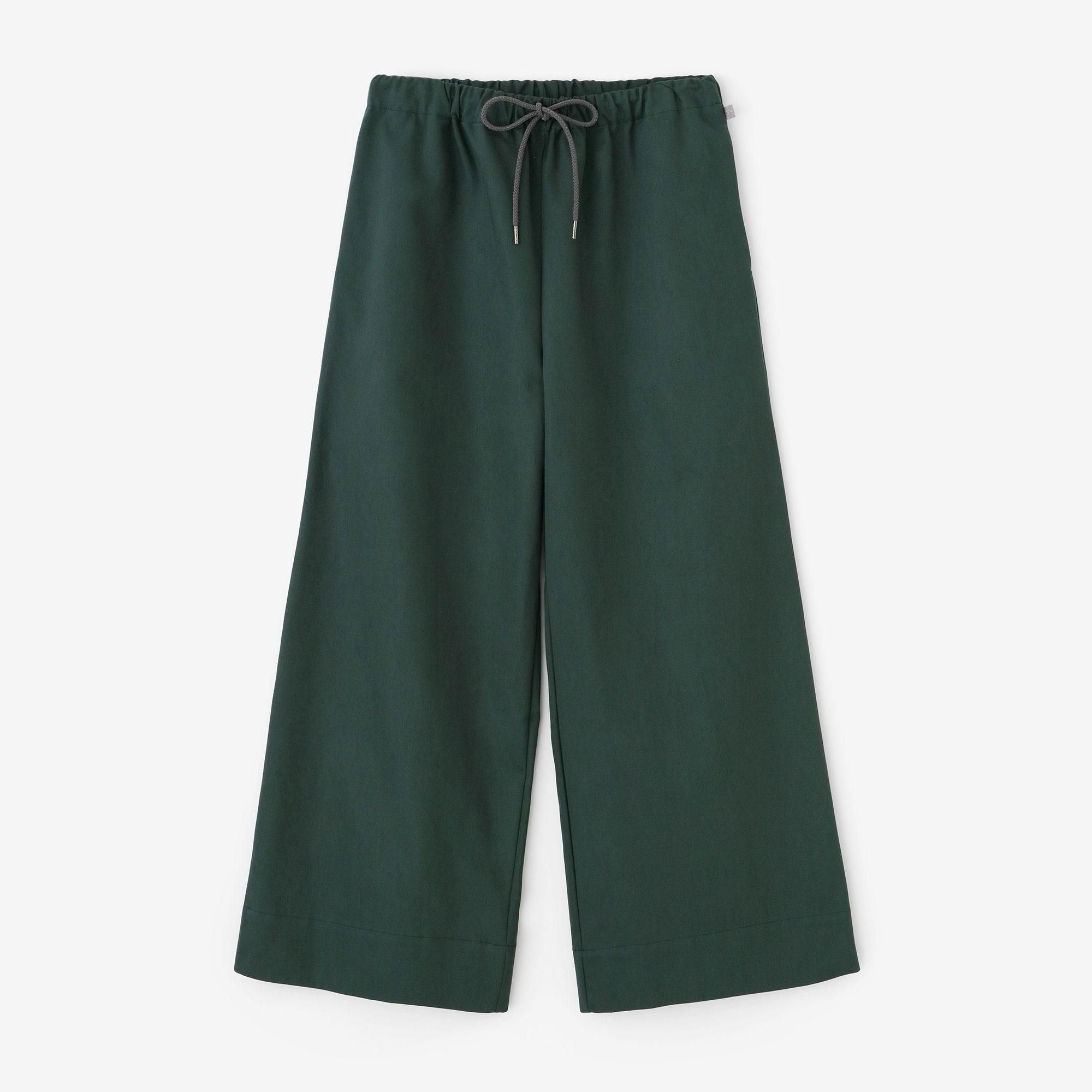 高密度卡其布闊腿褲/柚葉綠色