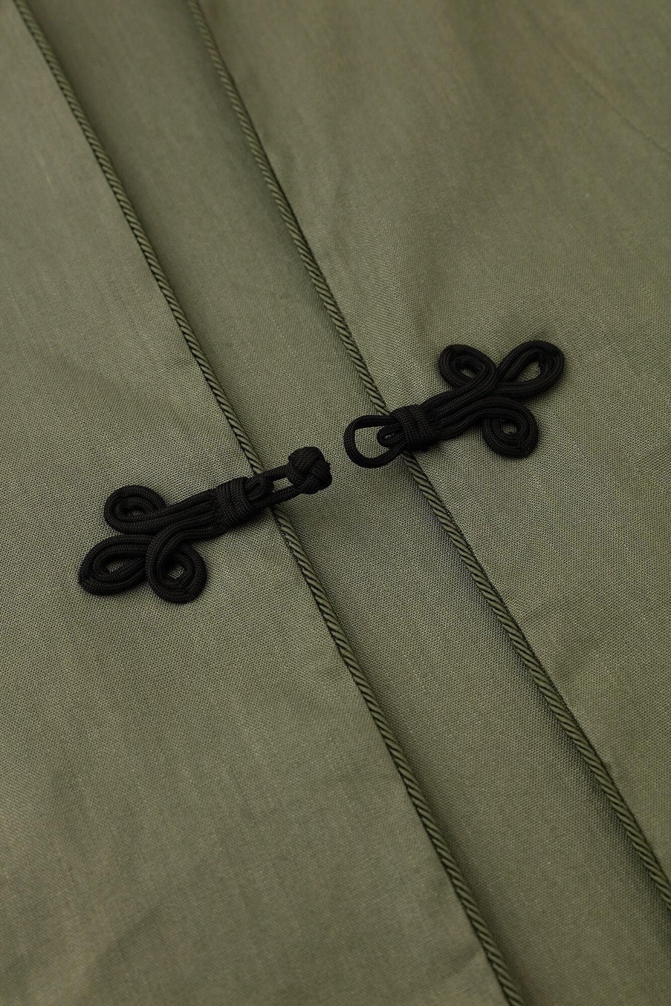 Linen-Rayon Blend Shinshu Haori Mid-length Single Layer / Olive Green