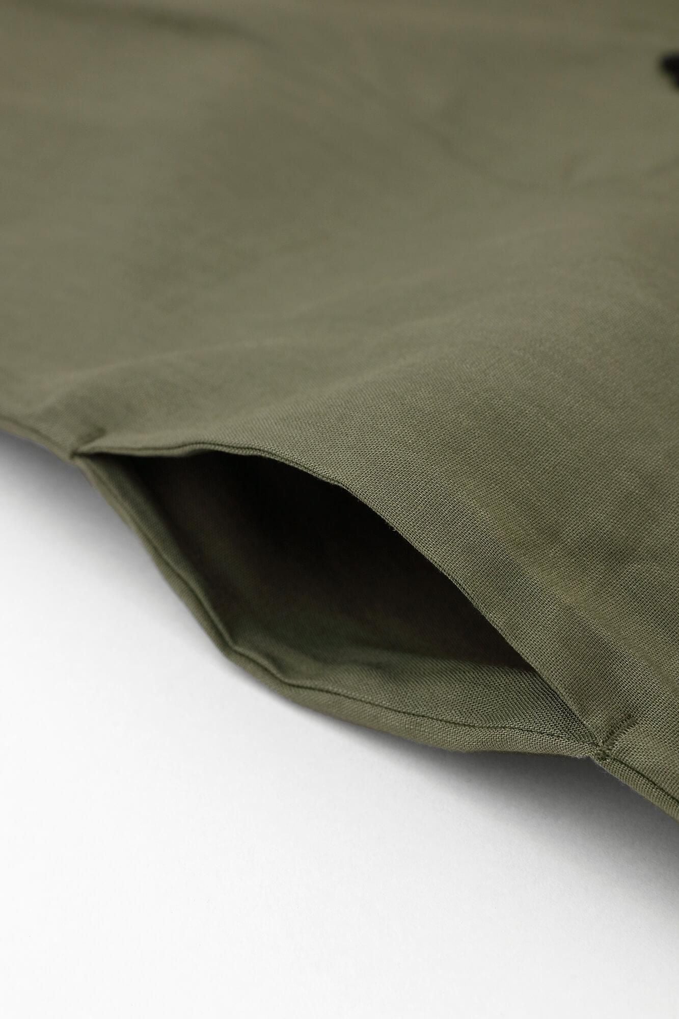Linen-Rayon Blend Shinshu Haori Mid-length Single Layer / Olive Green
