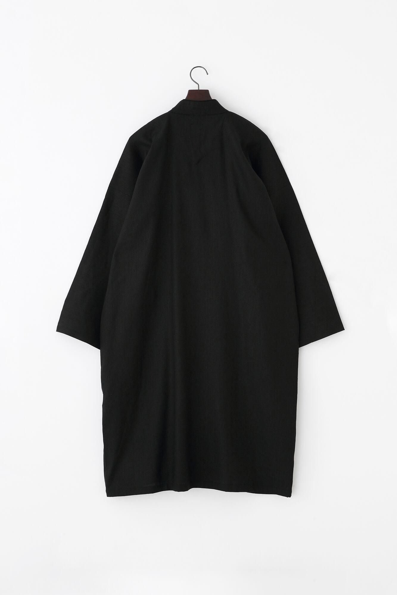Linen-Rayon Blend Shinshu Haori Mid-length Single Layer / Black