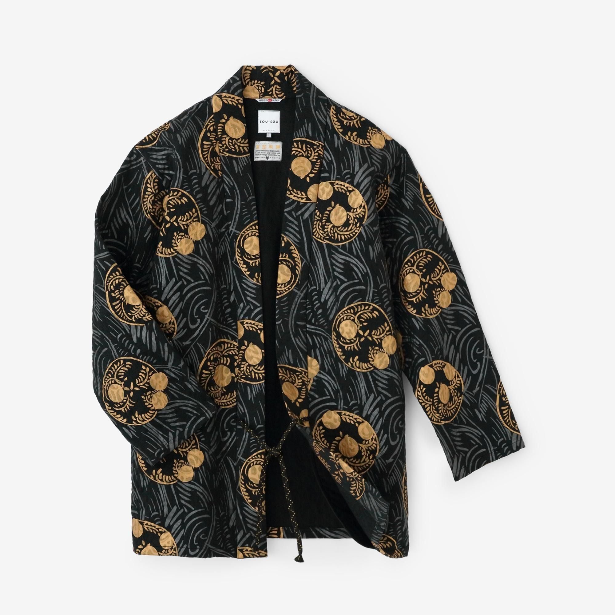 ジャカール ふくれ織 筒袢纏(つつばんてん) 単(ひとえ)/草紋(そうもん) 濡羽色(ぬればいろ)