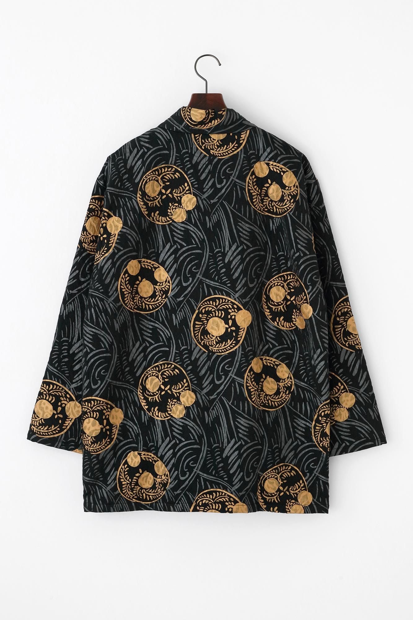 ジャカール ふくれ織 筒袢纏(つつばんてん) 単(ひとえ)/草紋(そうもん) 濡羽色(ぬればいろ)