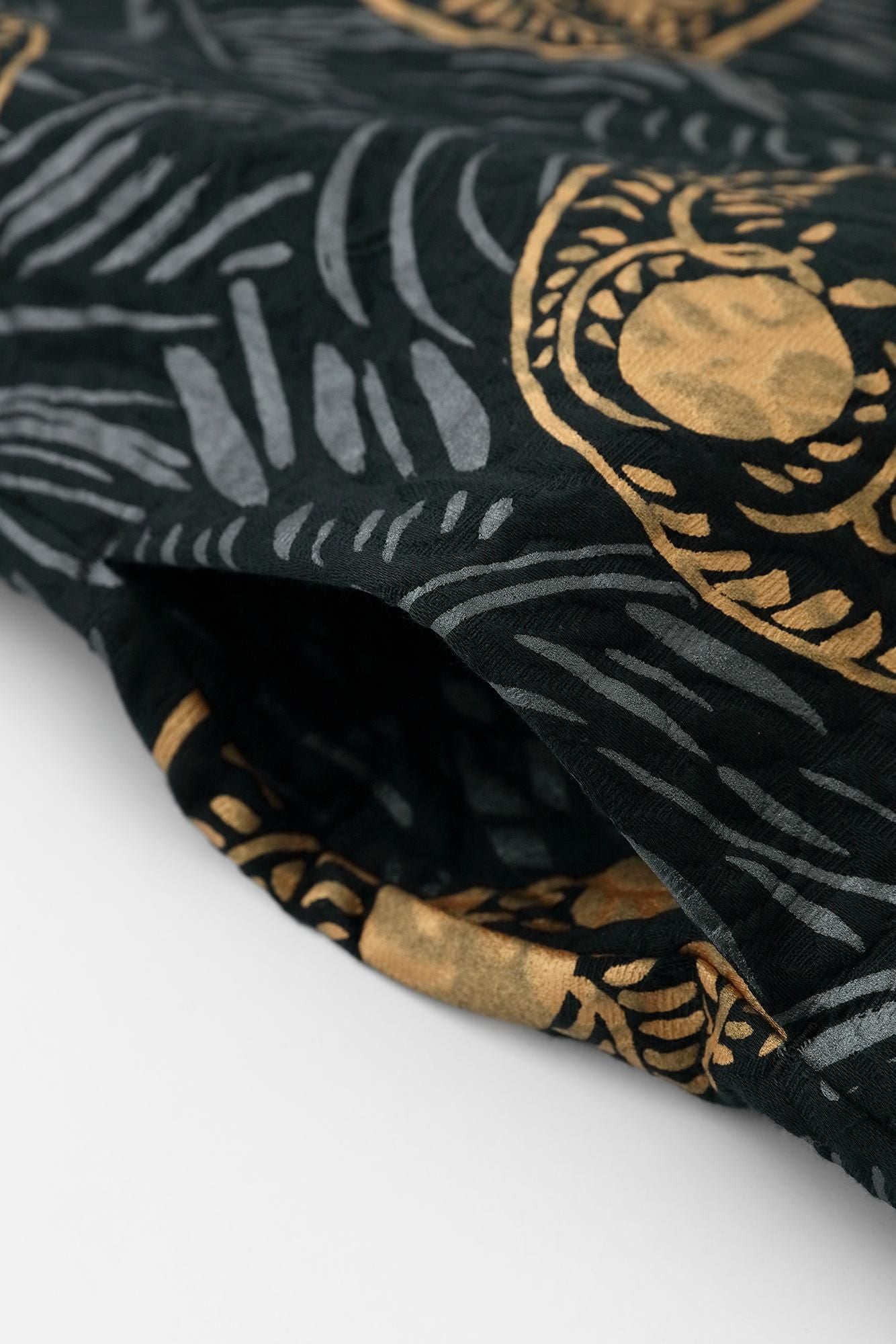 ジャカール ふくれ織 筒袢纏(つつばんてん) 単(ひとえ)/草紋(そうもん) 濡羽色(ぬればいろ)