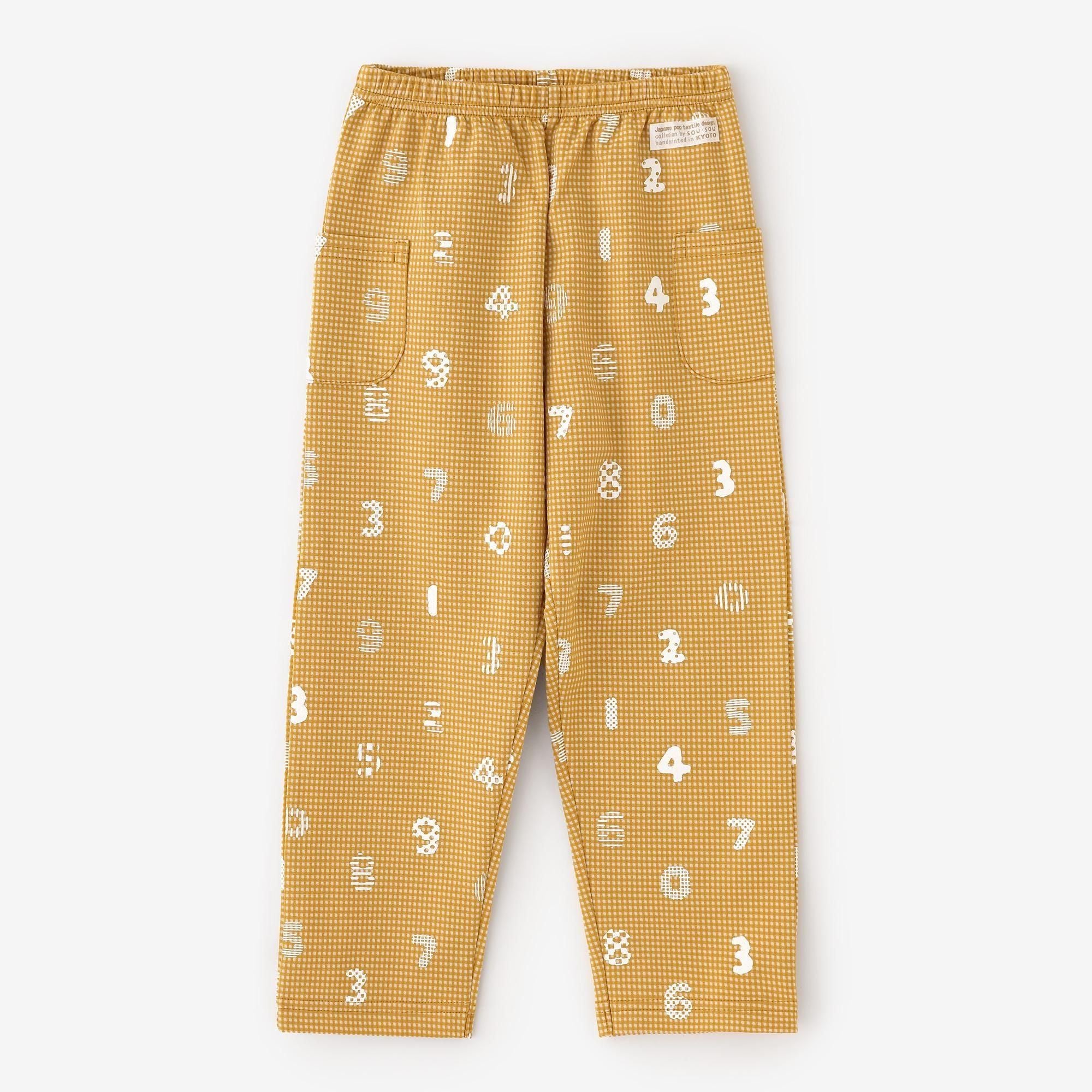 ●千烏格紋Goushiami圖案細腿褲/ SOU・SOU 京都黃色