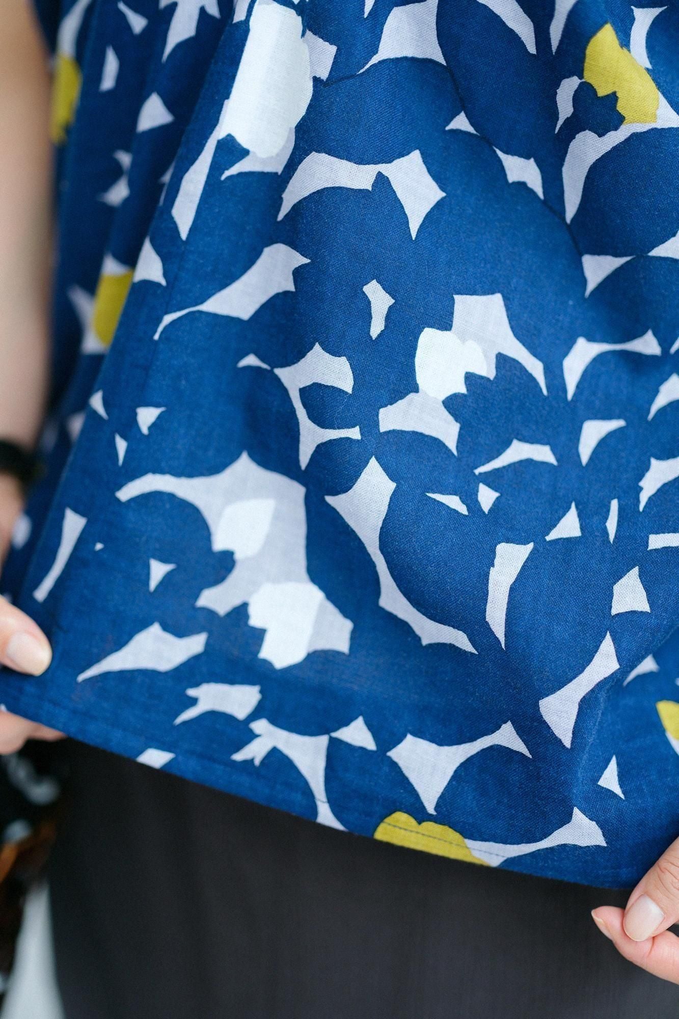 伊勢木棉 文 方形上衣 拼接/野薔薇